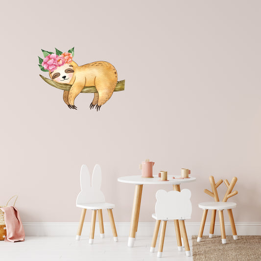 Watercolour sloth on a branch | Fabric wall stickers