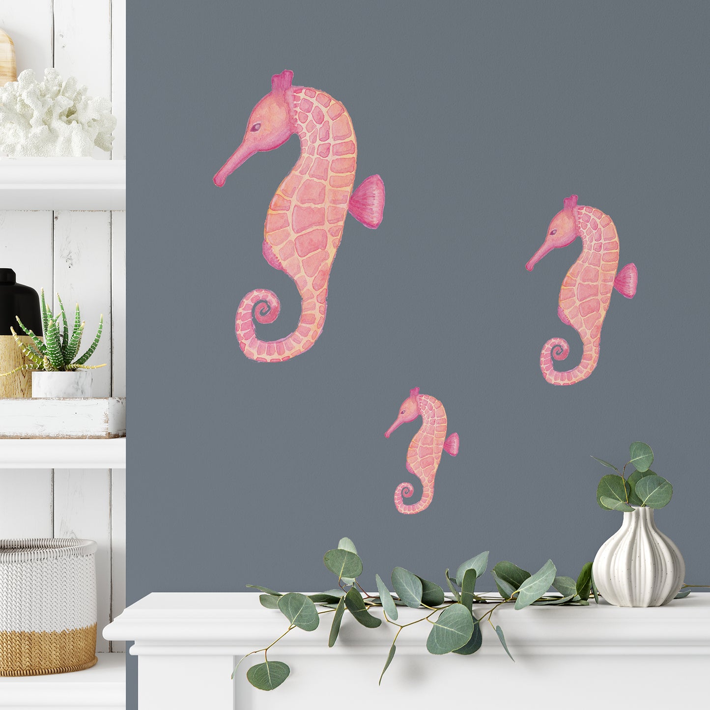 Watercolour seahorse trio | Fabric wall stickers-Fabric wall stickers-Adnil Creations