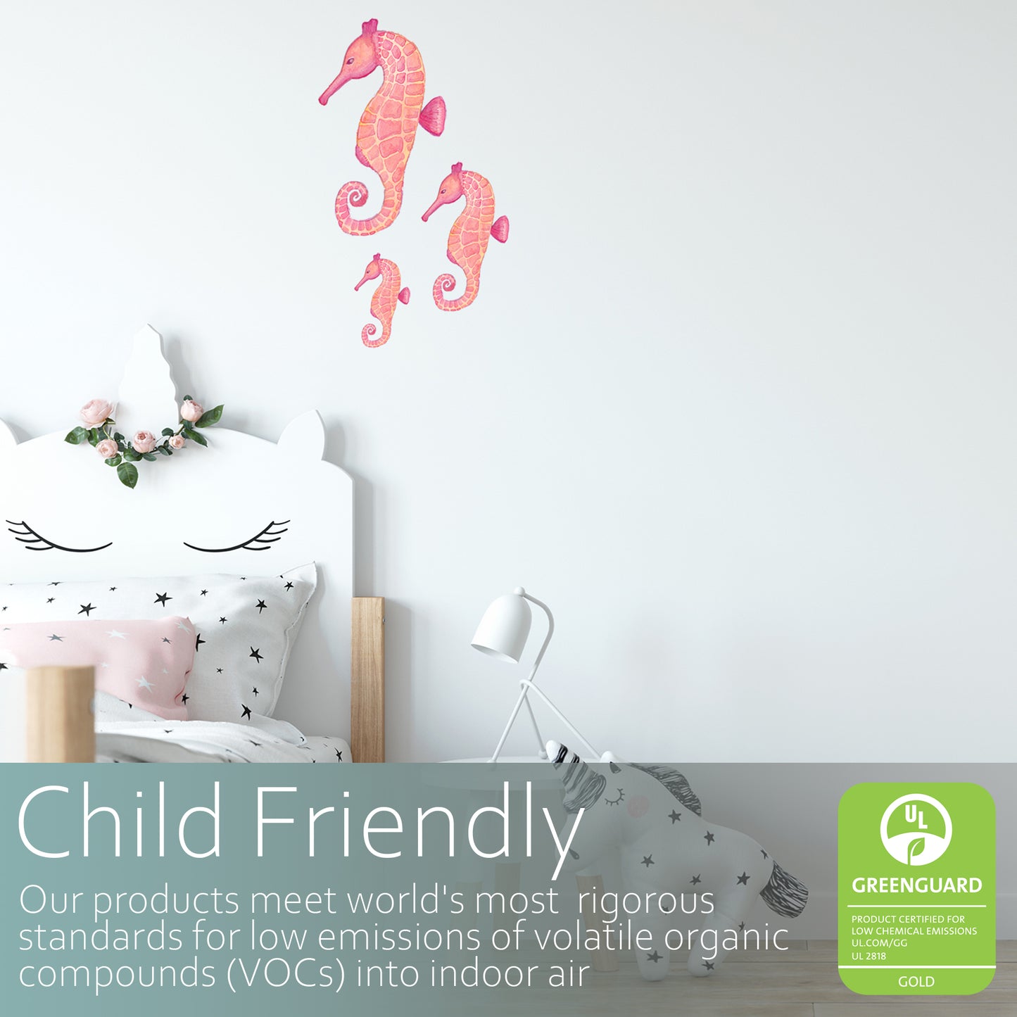 Watercolour seahorse trio | Fabric wall stickers-Fabric wall stickers-Adnil Creations