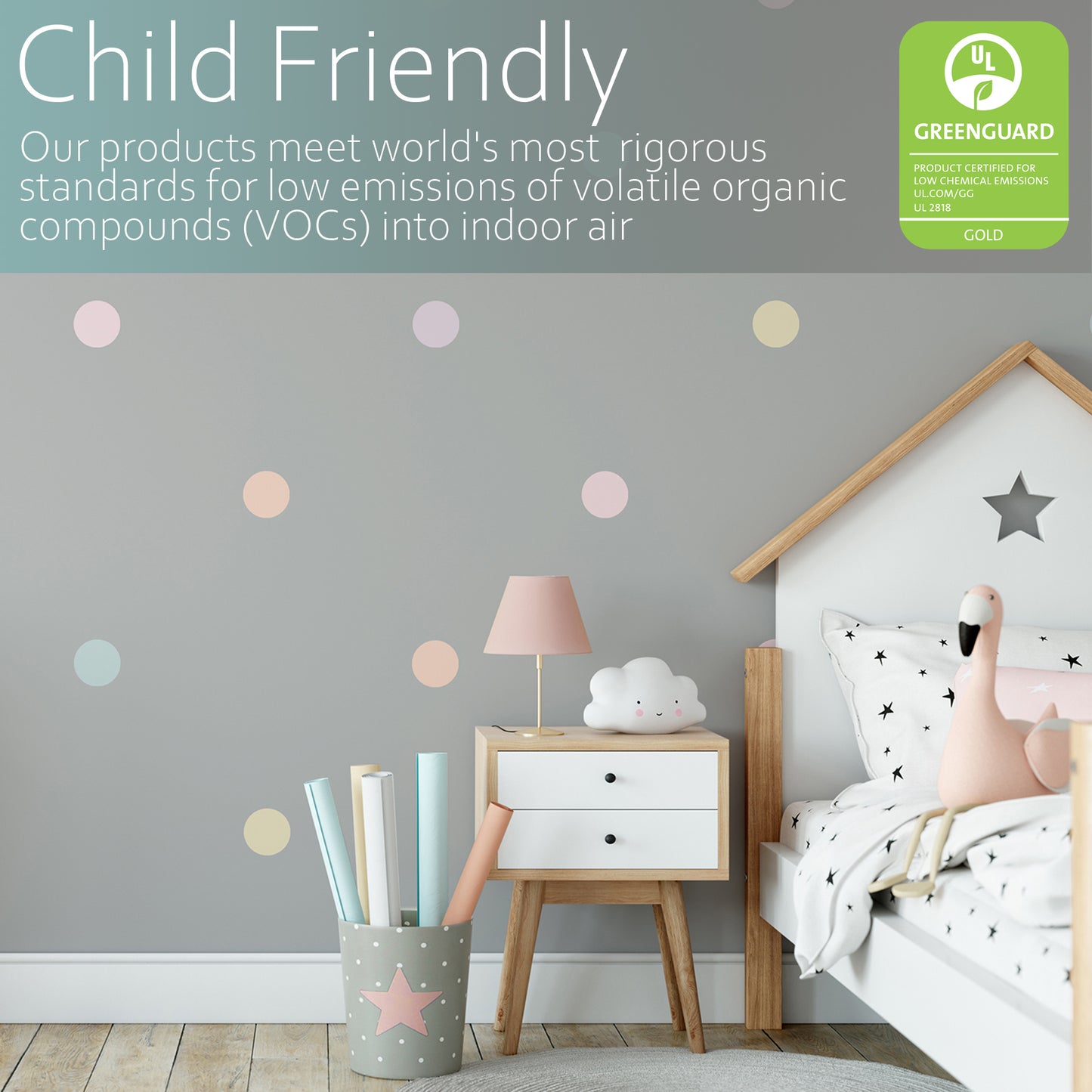 Pastel tone polka dots | Fabric wall stickers