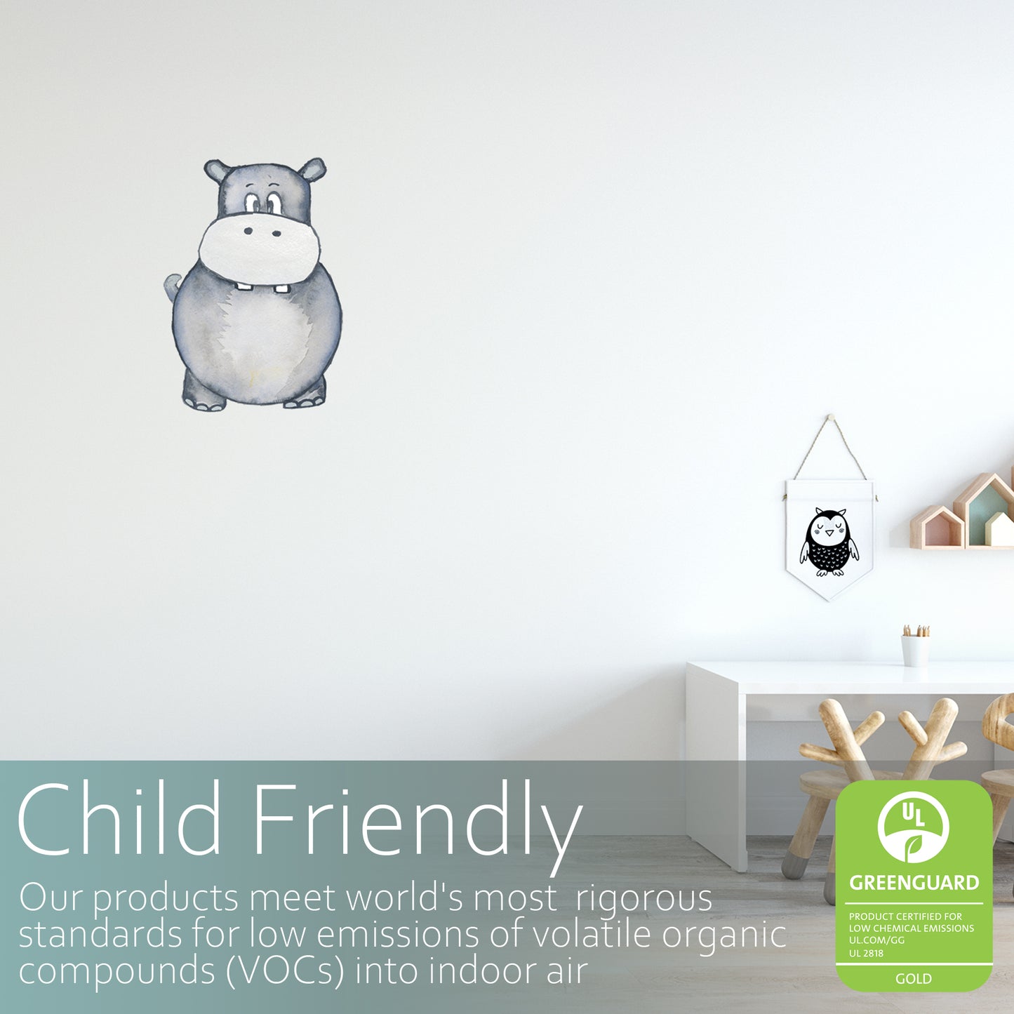 Watercolour hippo | Fabric wall stickers-Fabric wall stickers-Adnil Creations