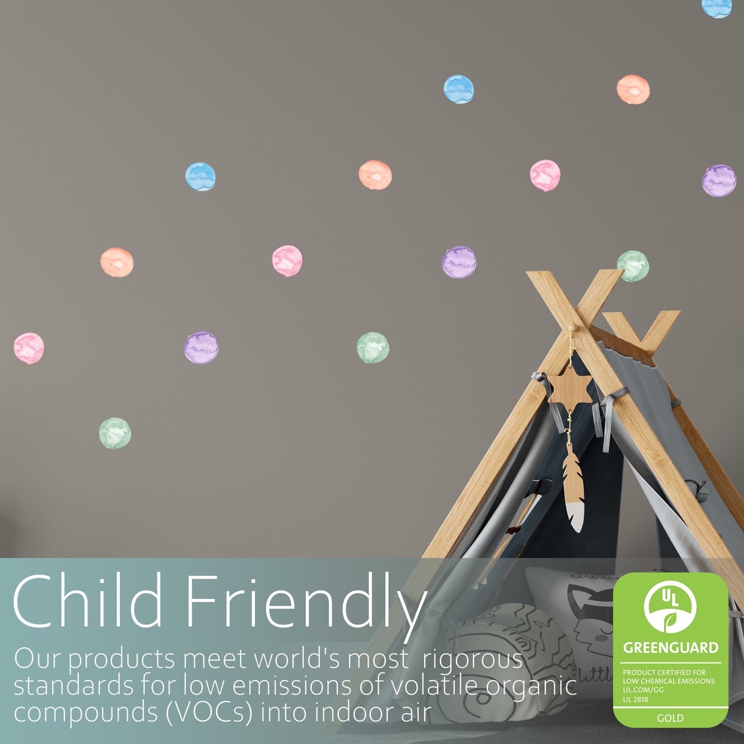 Watercolour polka dots | Fabric wall stickers-Fabric wall stickers-Adnil Creations