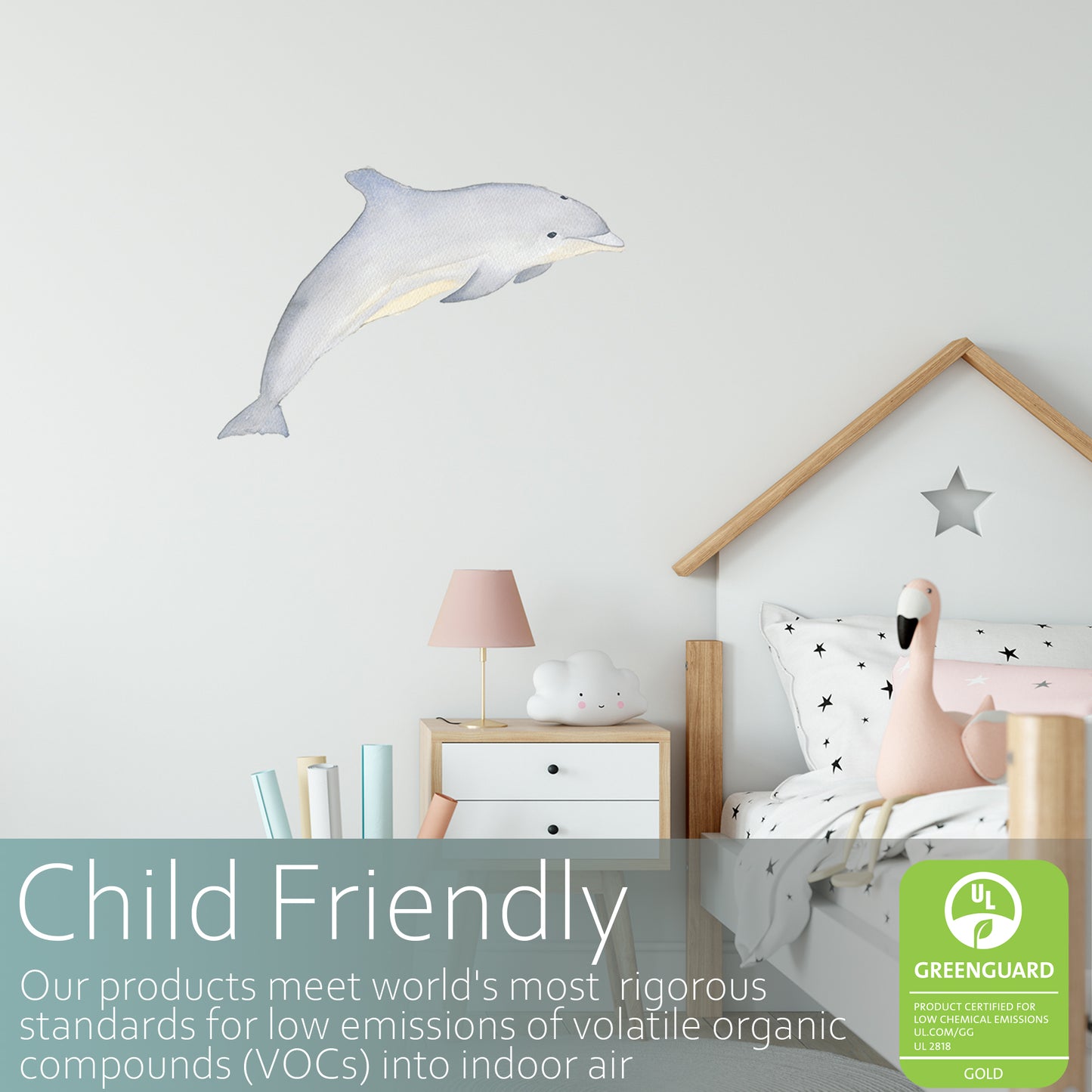 Watercolour Dolphin | Fabric wall stickers-Fabric wall stickers-Adnil Creations