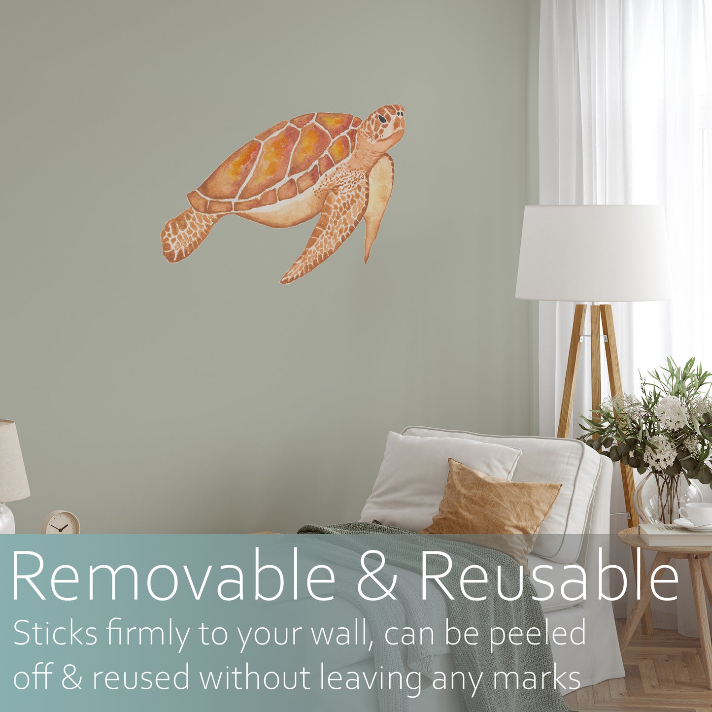 Watercolour turtle | Fabric wall stickers-Fabric wall stickers-Adnil Creations
