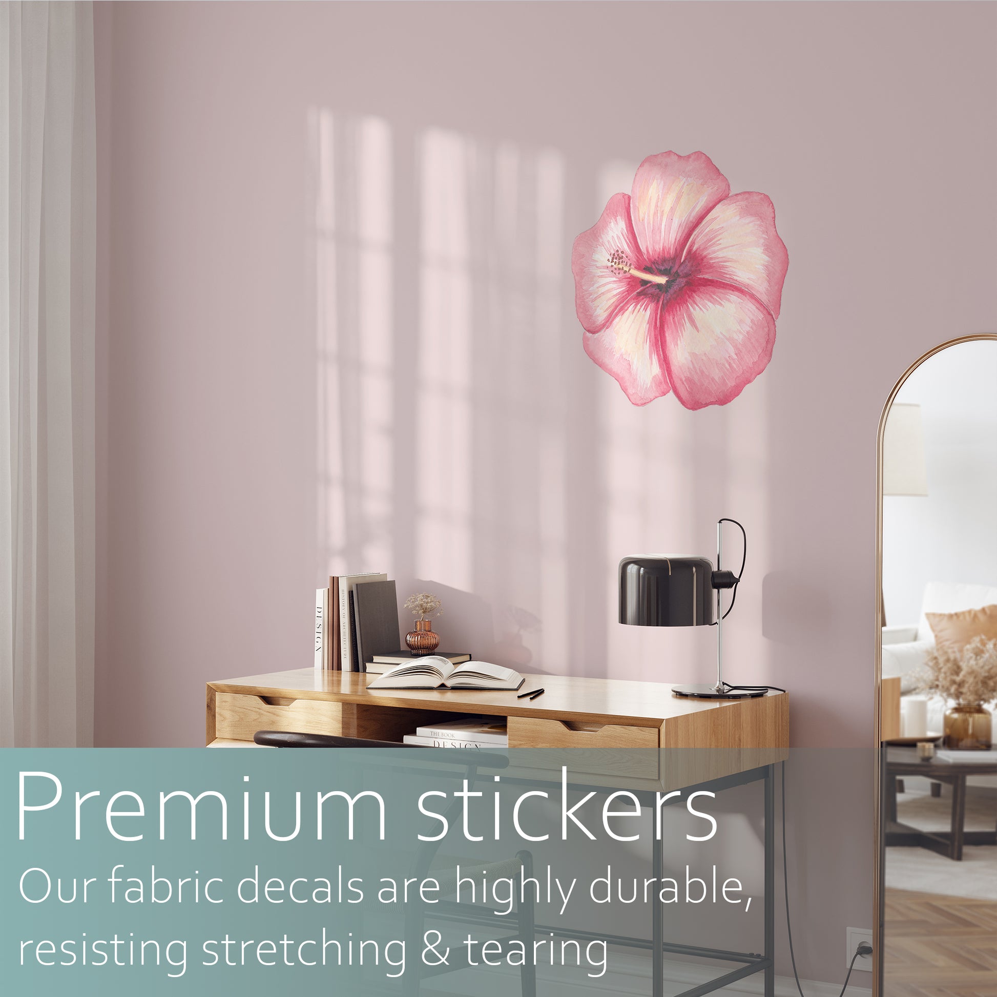 Watercolour hibiscus | Fabric wall stickers-Fabric wall stickers-Adnil Creations