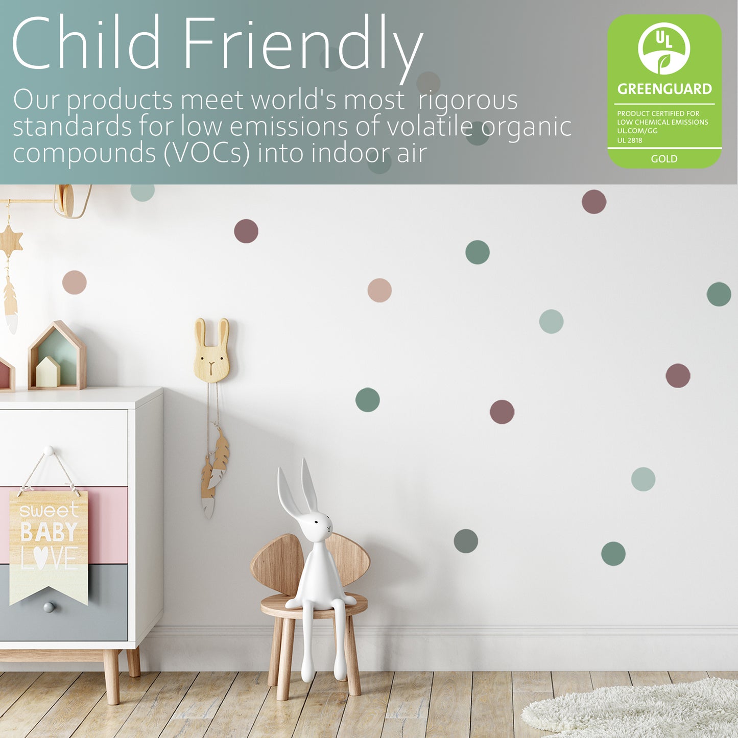 Neutral tone polka dots | Fabric wall stickers