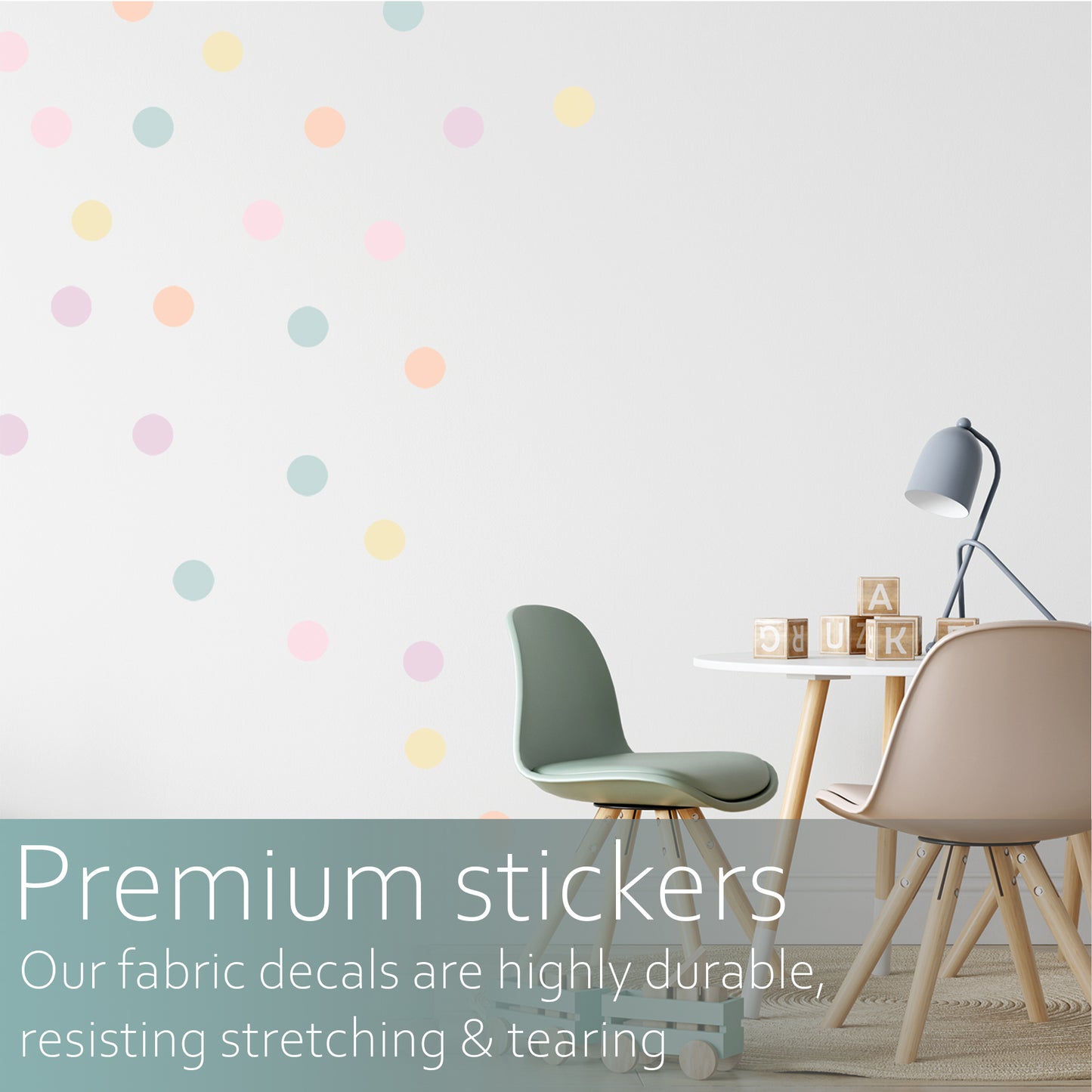 Pastel tone polka dots | Fabric wall stickers