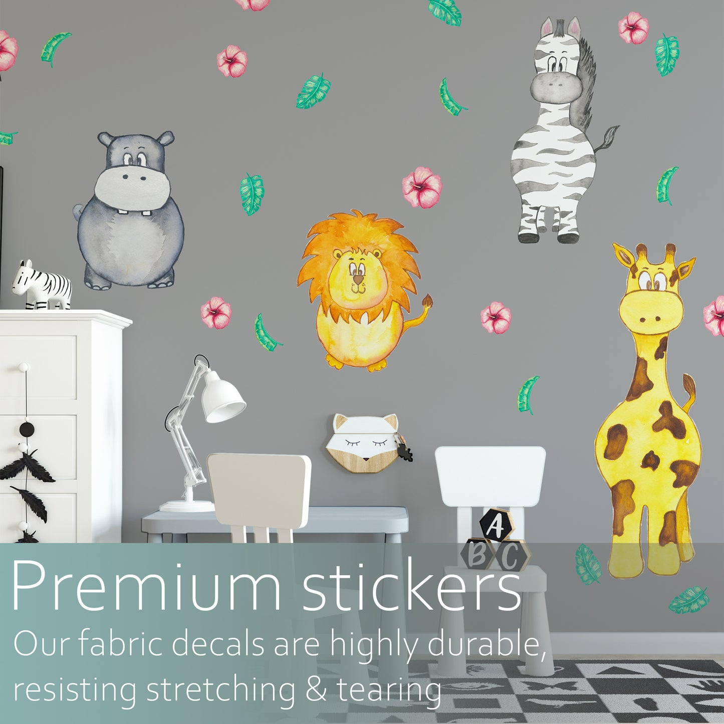 Watercolour safari animals | Fabric wall stickers
