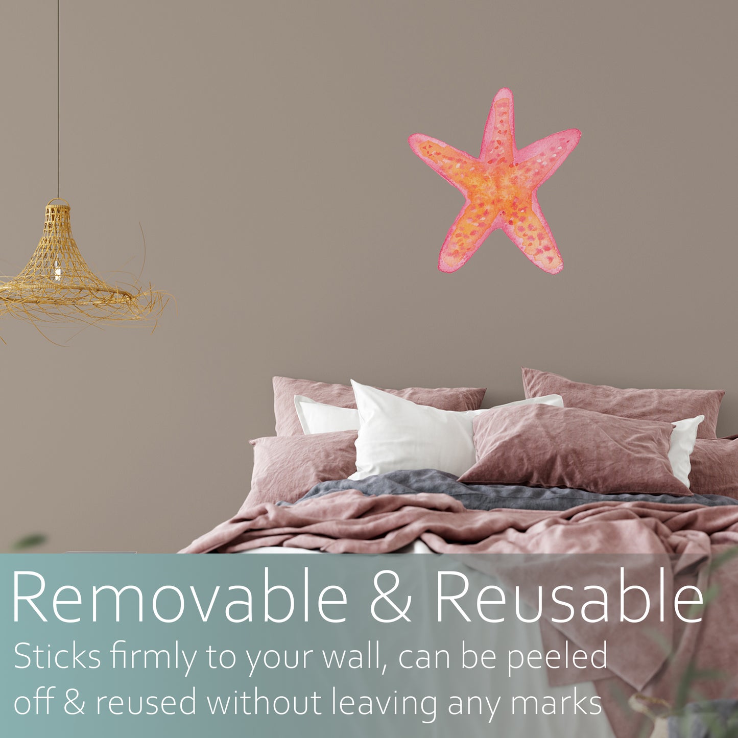 Watercolour starfish | Fabric wall stickers-Fabric wall stickers-Adnil Creations