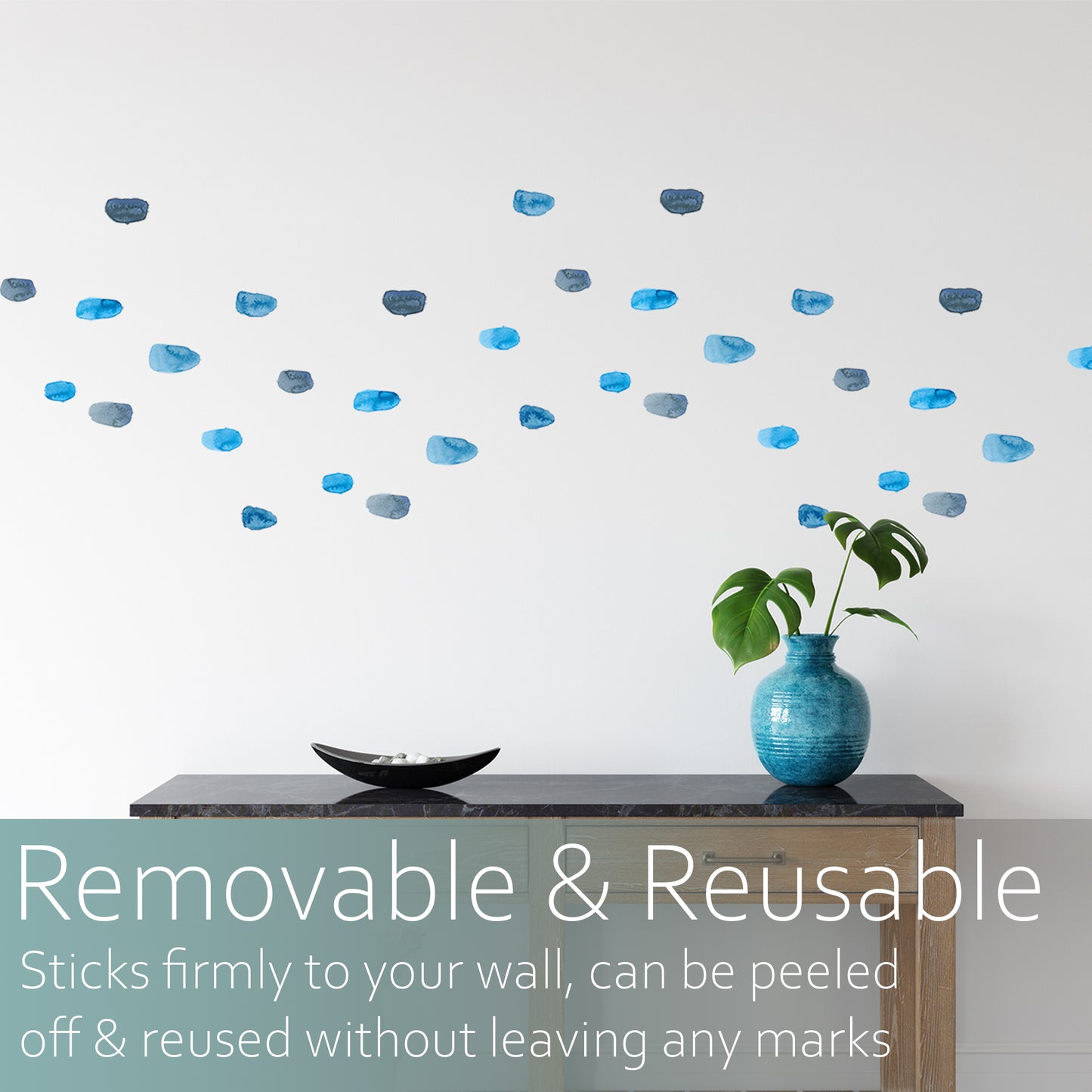 Blue Irregular polka dots | Fabric wall stickers