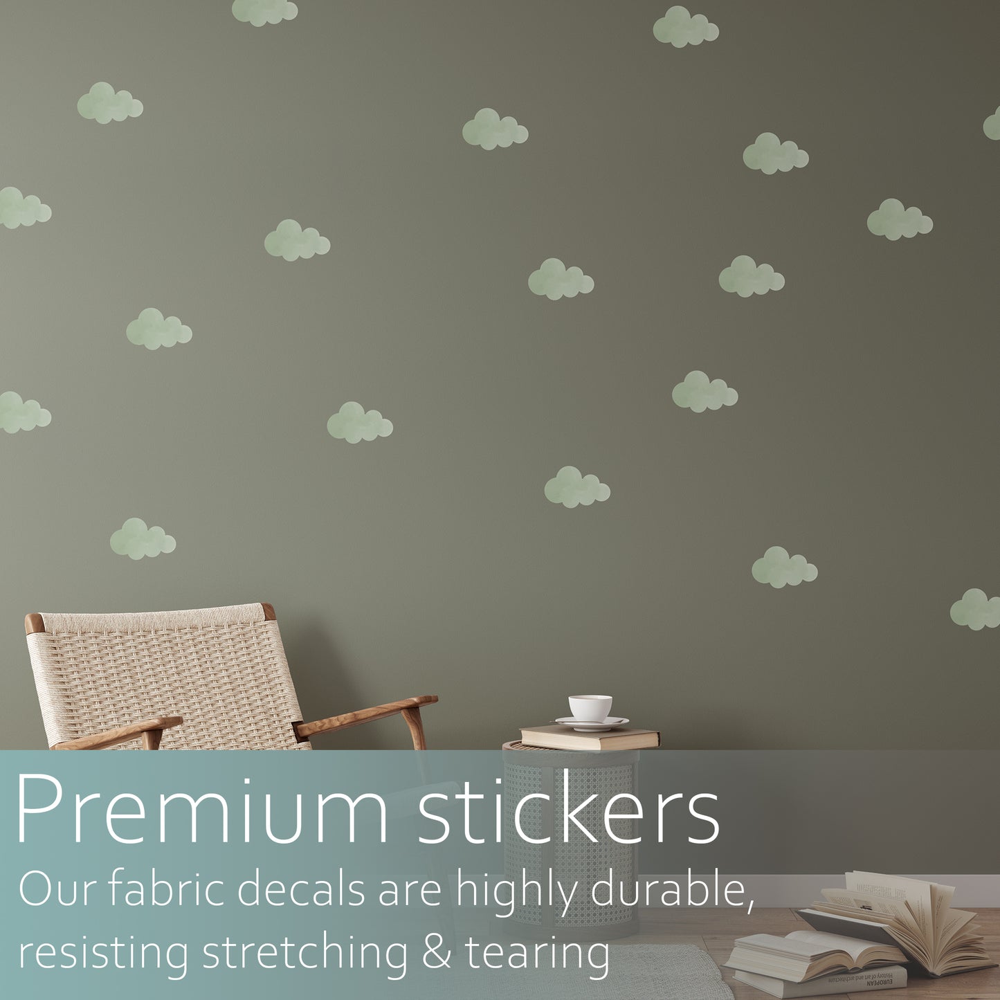 Green clouds | Fabric wall stickers-Fabric wall stickers-Adnil Creations