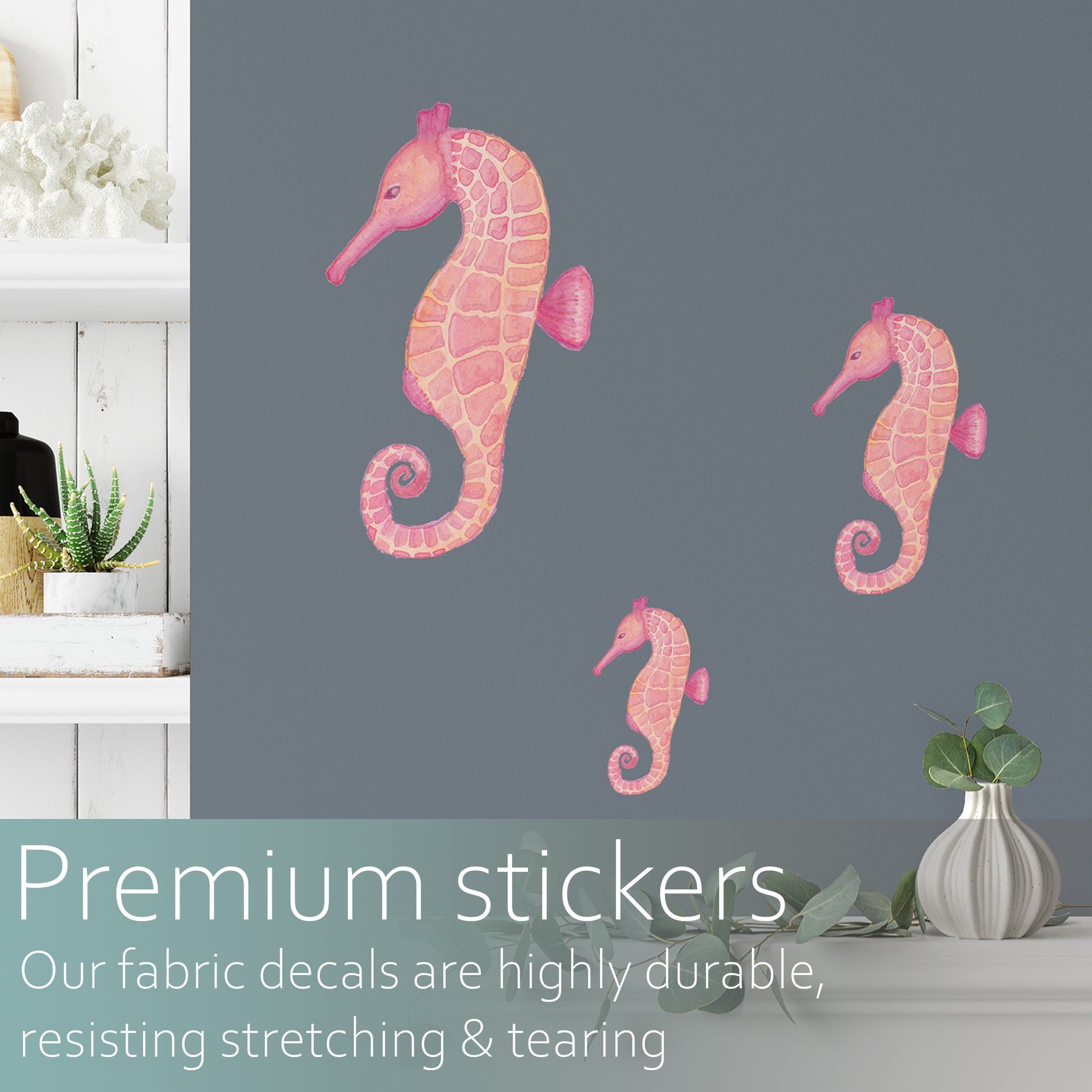 Watercolour seahorse trio | Fabric wall stickers-Fabric wall stickers-Adnil Creations
