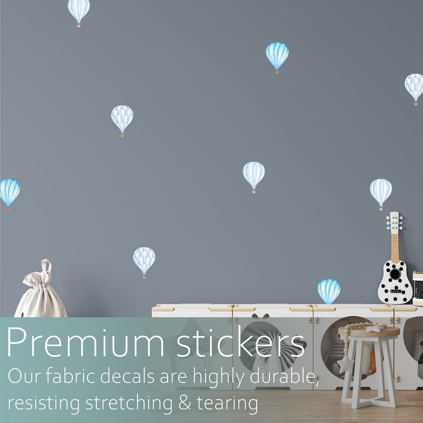 Watercolour hot air balloons | Fabric wall stickers