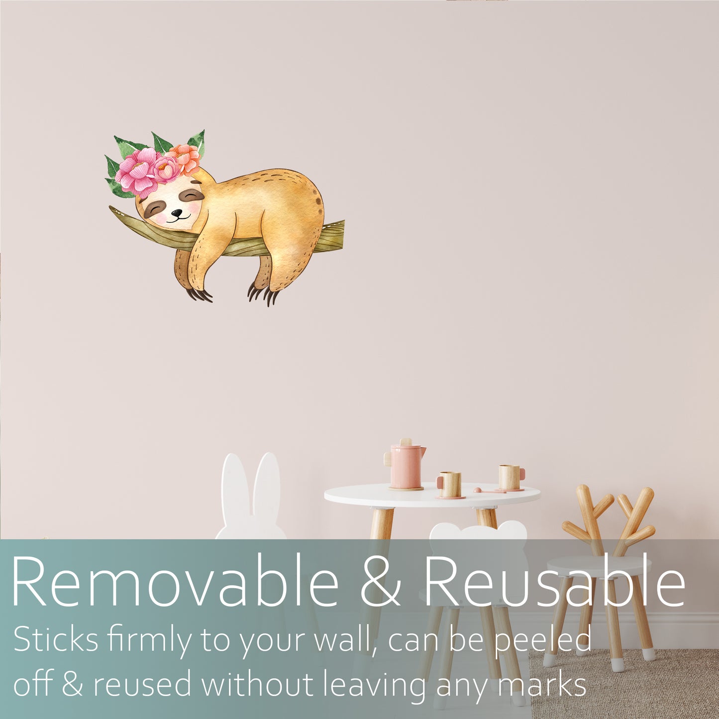 Watercolour sloth on a branch | Fabric wall stickers
