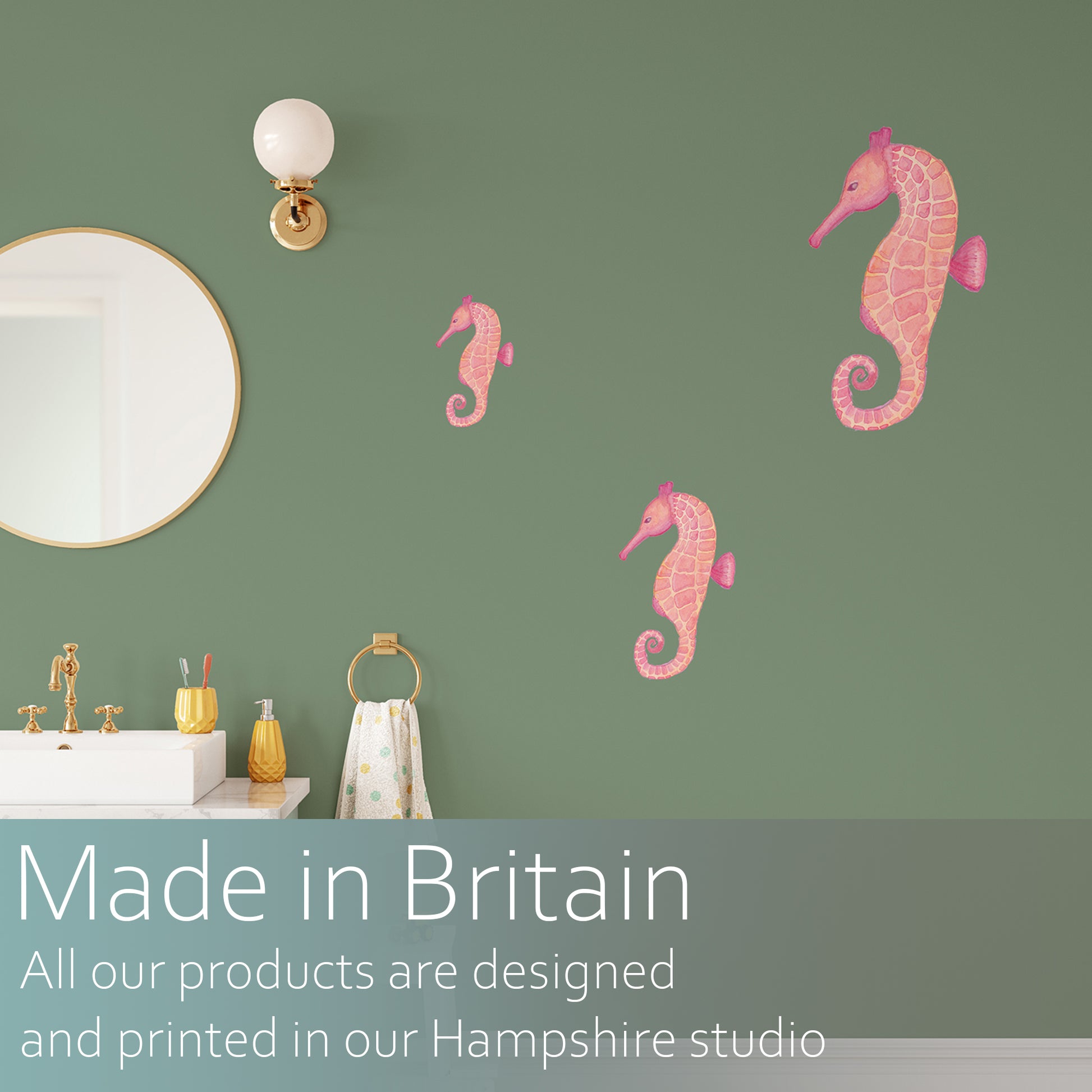 Watercolour seahorse trio | Fabric wall stickers-Fabric wall stickers-Adnil Creations