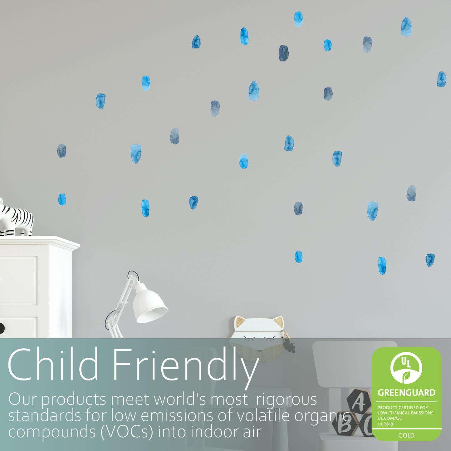 Blue Irregular polka dots | Fabric wall stickers