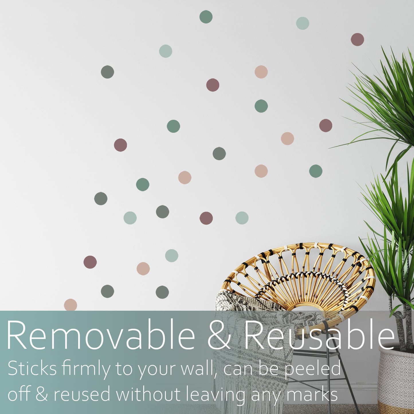 Neutral tone polka dots | Fabric wall stickers