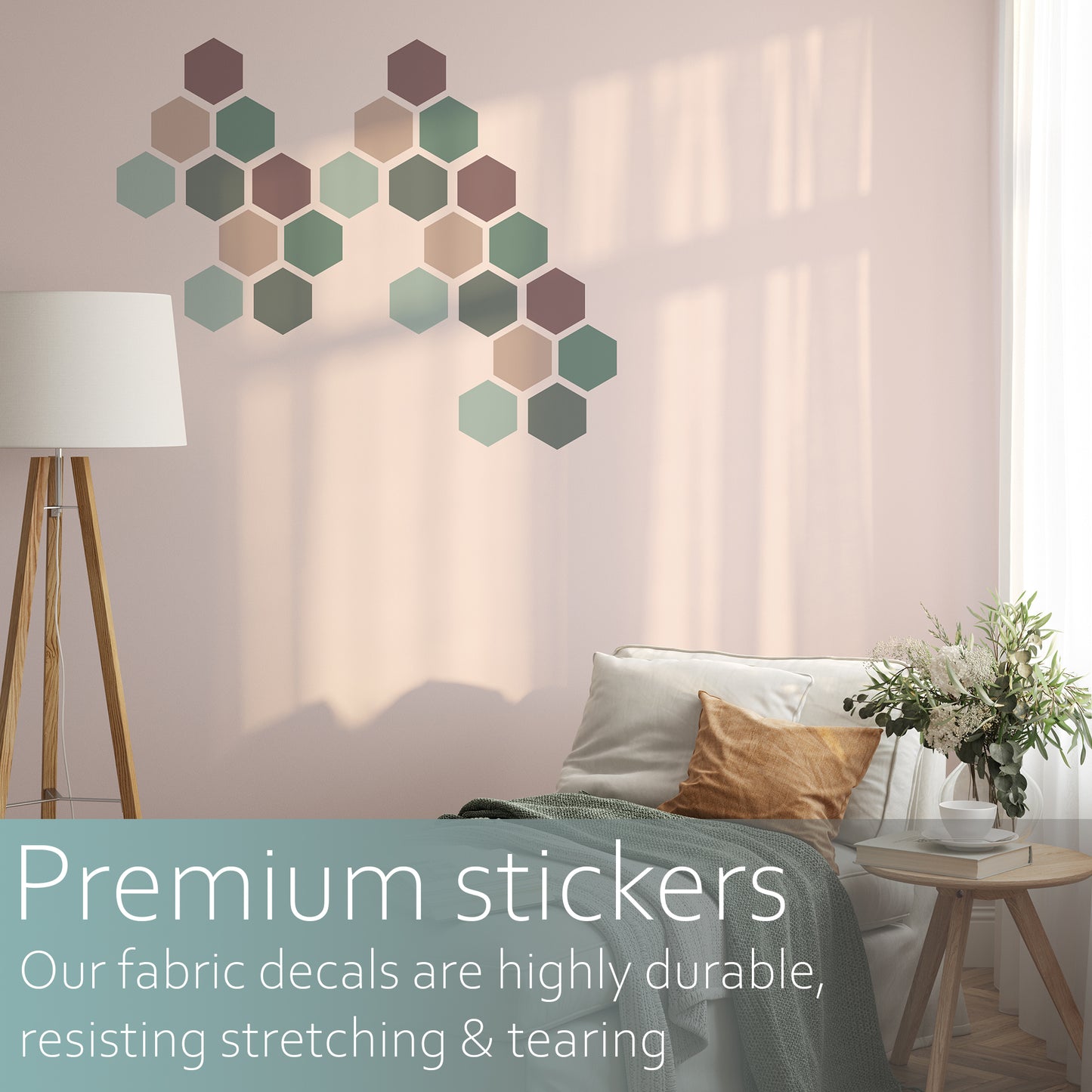 Pink Hexagons | Fabric wall stickers