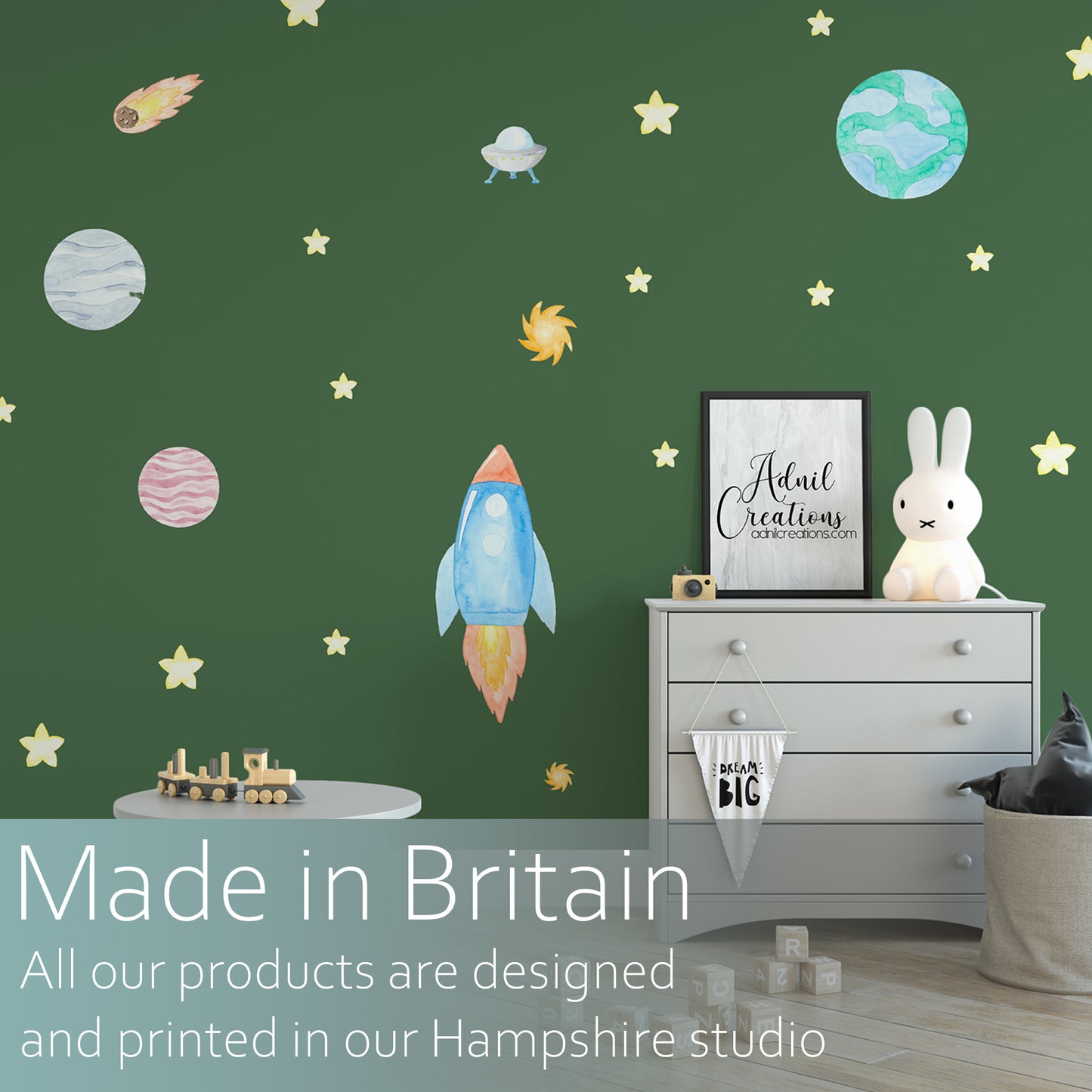 Watercolour space set | Fabric wall stickers