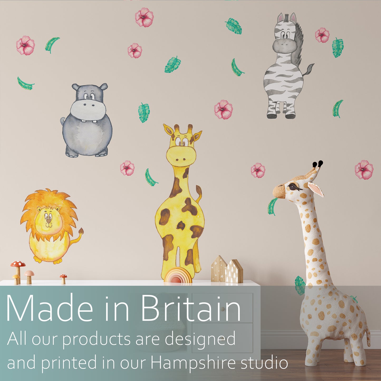 Watercolour safari animals | Fabric wall stickers-Fabric wall stickers-Adnil Creations