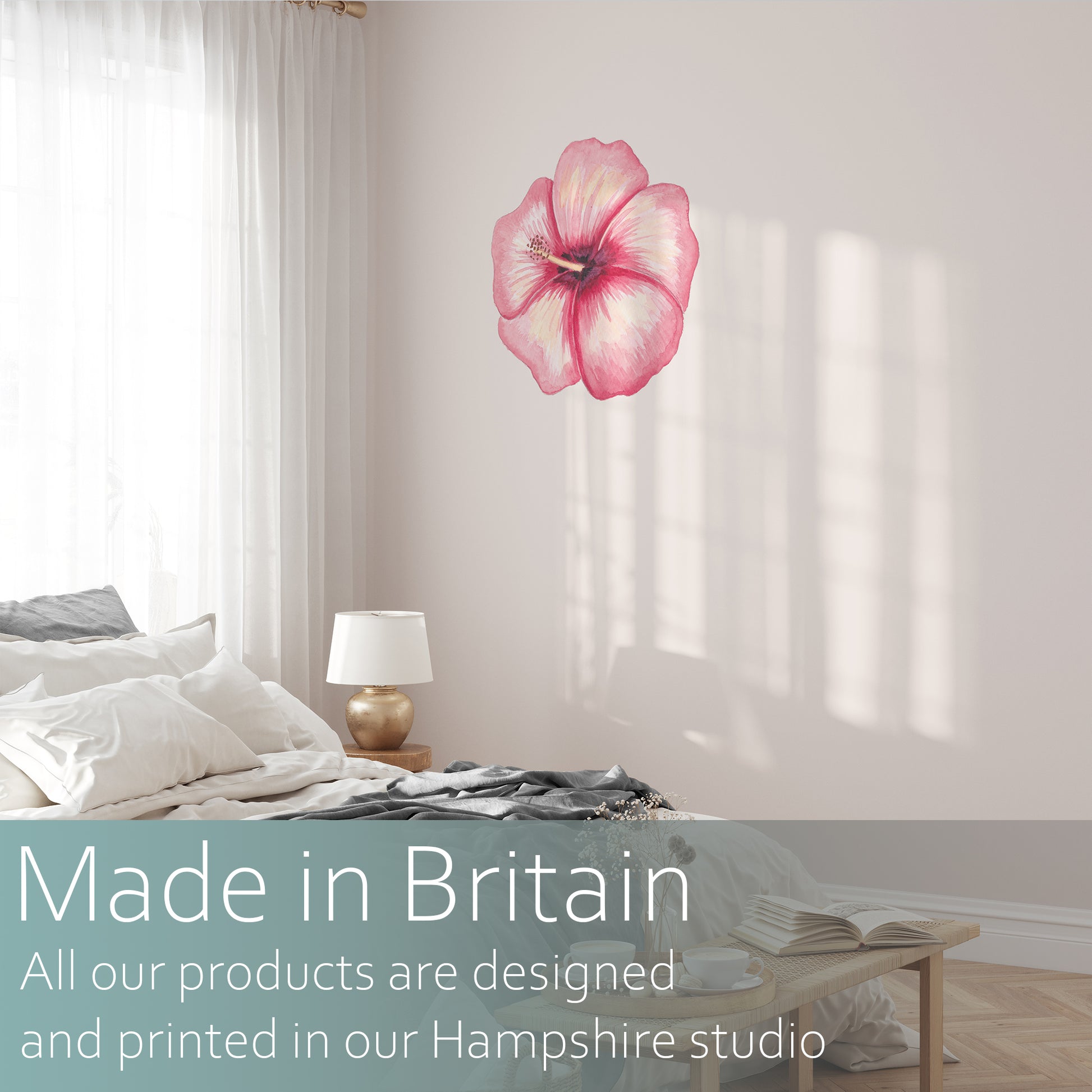 Watercolour hibiscus | Fabric wall stickers-Fabric wall stickers-Adnil Creations