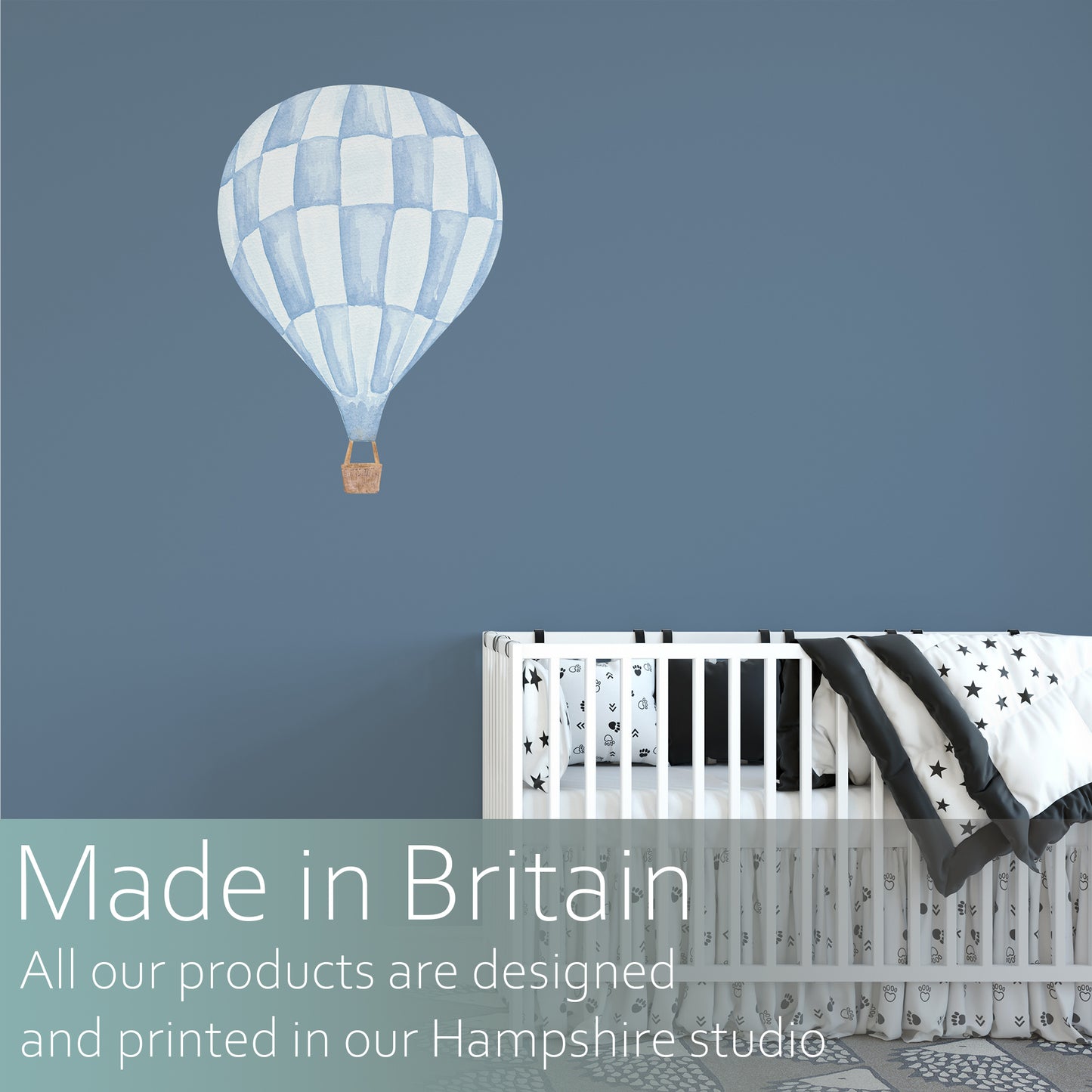 Watercolour hot air balloon chequer | Fabric wall stickers-Fabric wall stickers-Adnil Creations