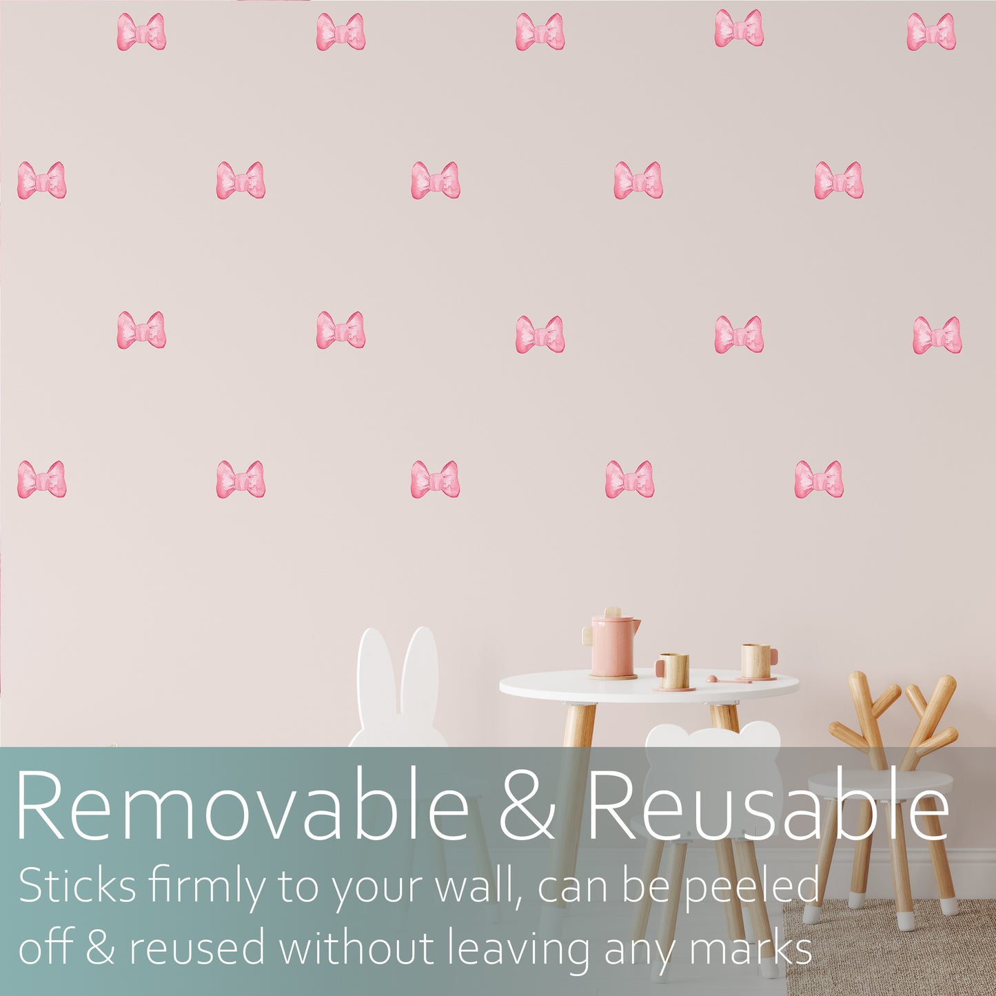 Pink bows | Fabric wall stickers