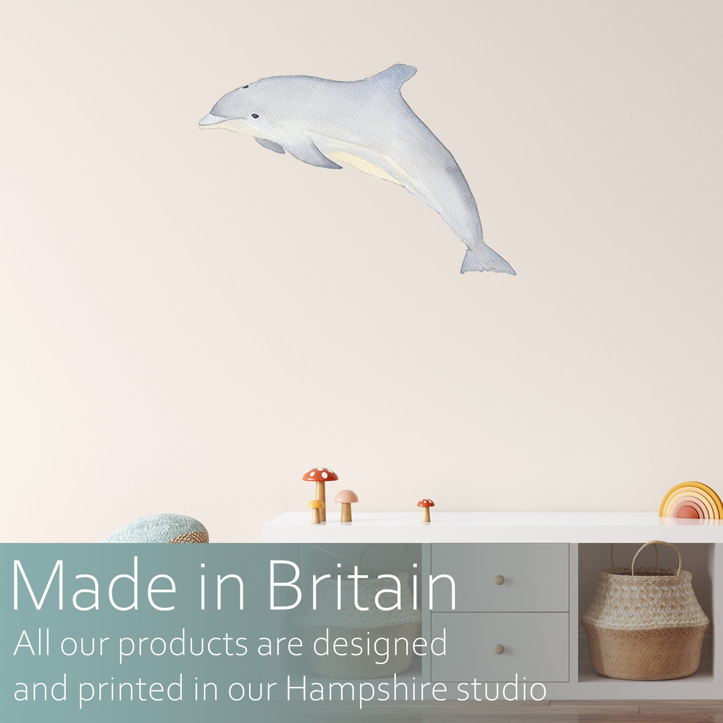 Watercolour Dolphin | Fabric wall stickers-Fabric wall stickers-Adnil Creations