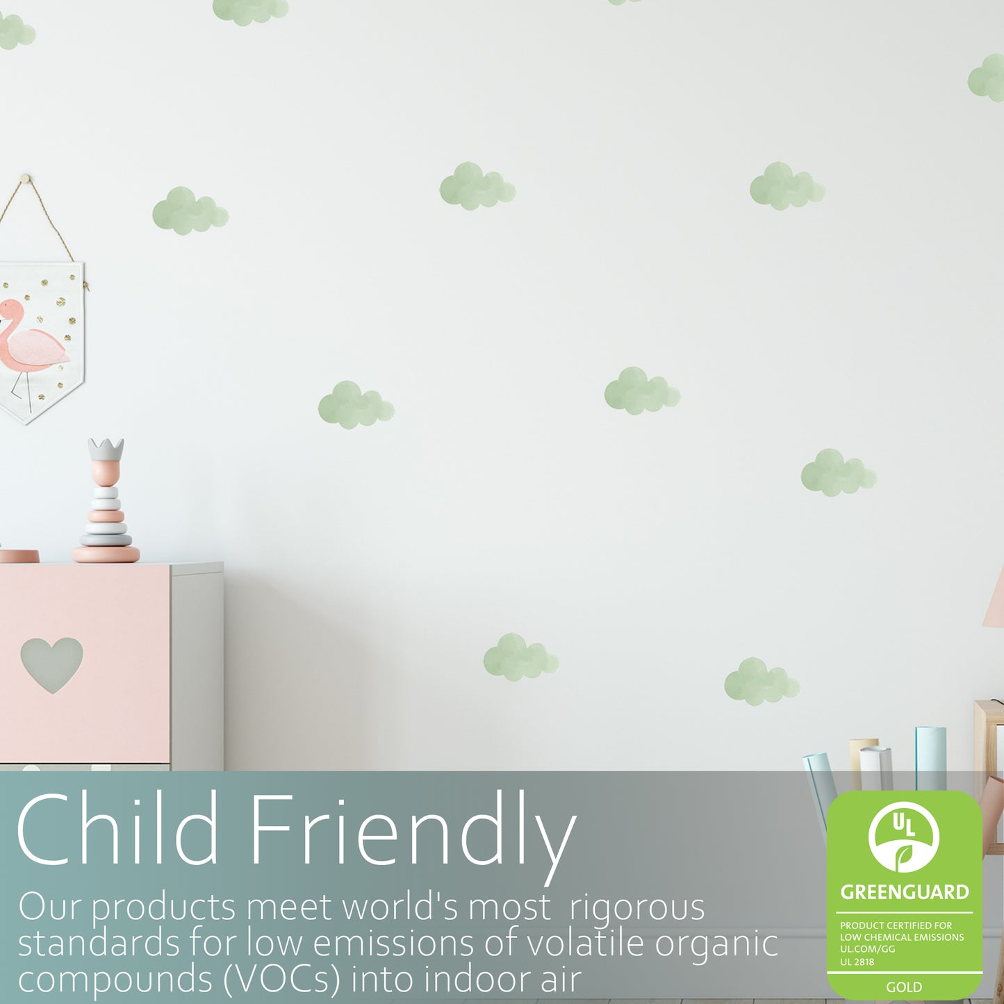 Green clouds | Fabric wall stickers-Fabric wall stickers-Adnil Creations