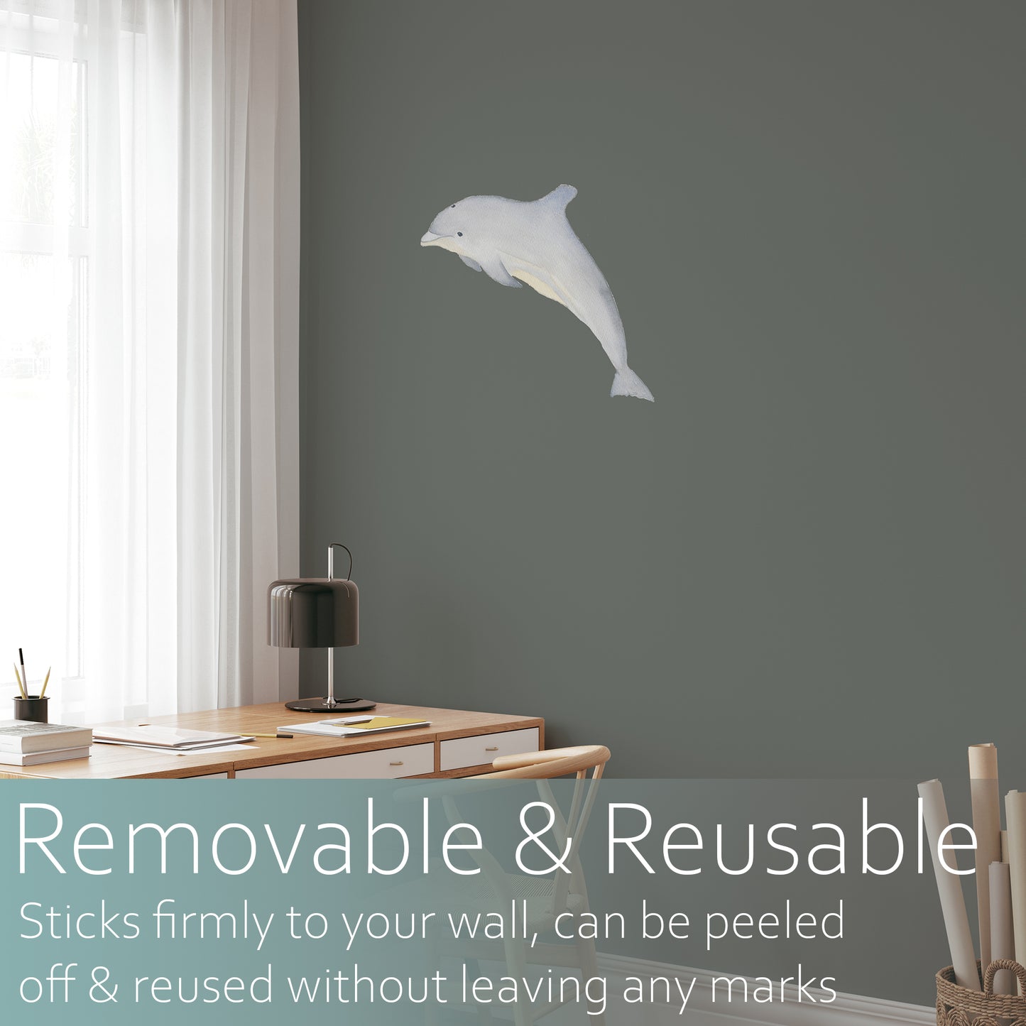 Watercolour Dolphin | Fabric wall stickers-Fabric wall stickers-Adnil Creations