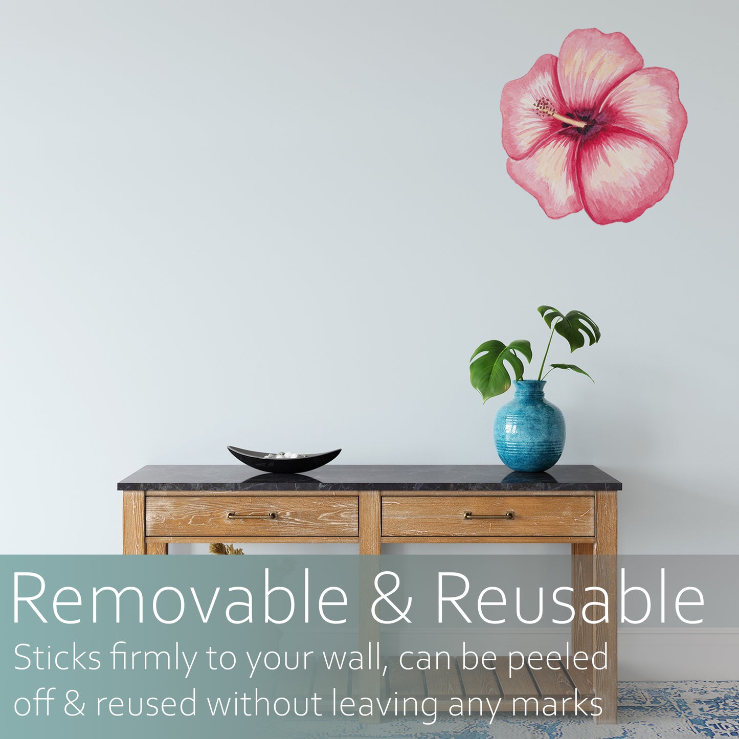 Watercolour hibiscus | Fabric wall stickers-Fabric wall stickers-Adnil Creations