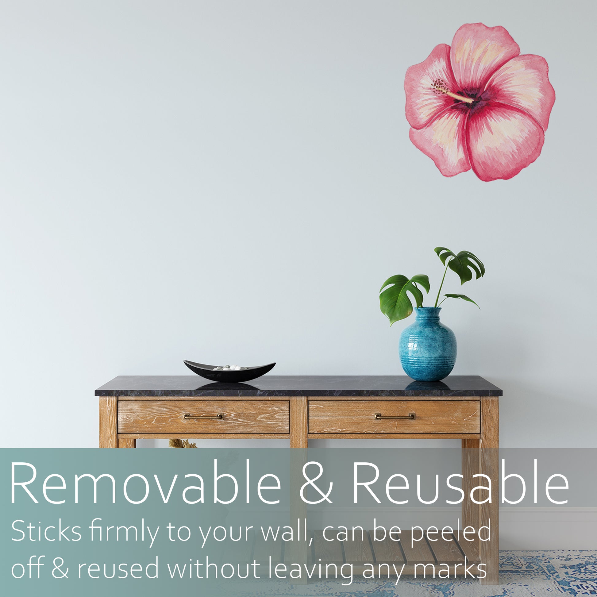 Watercolour hibiscus | Fabric wall stickers-Fabric wall stickers-Adnil Creations