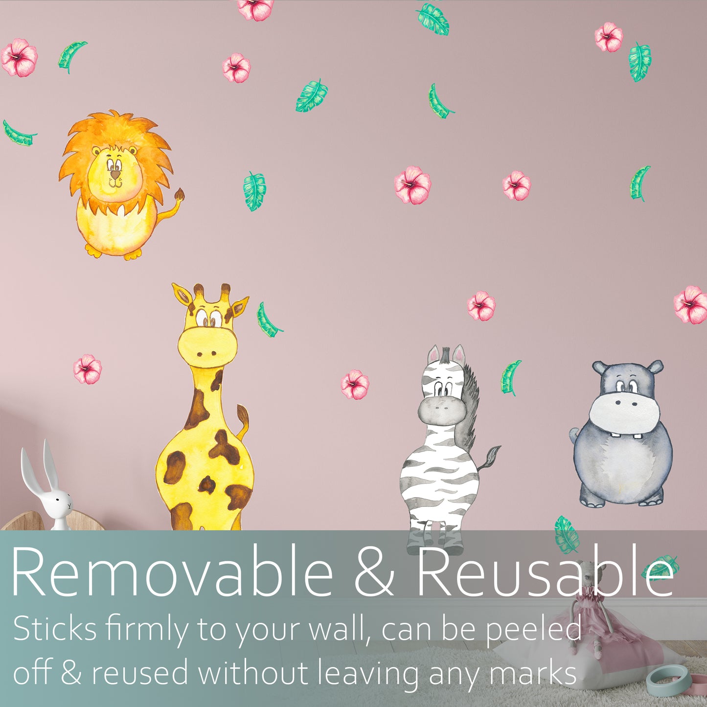 Watercolour safari animals | Fabric wall stickers-Fabric wall stickers-Adnil Creations