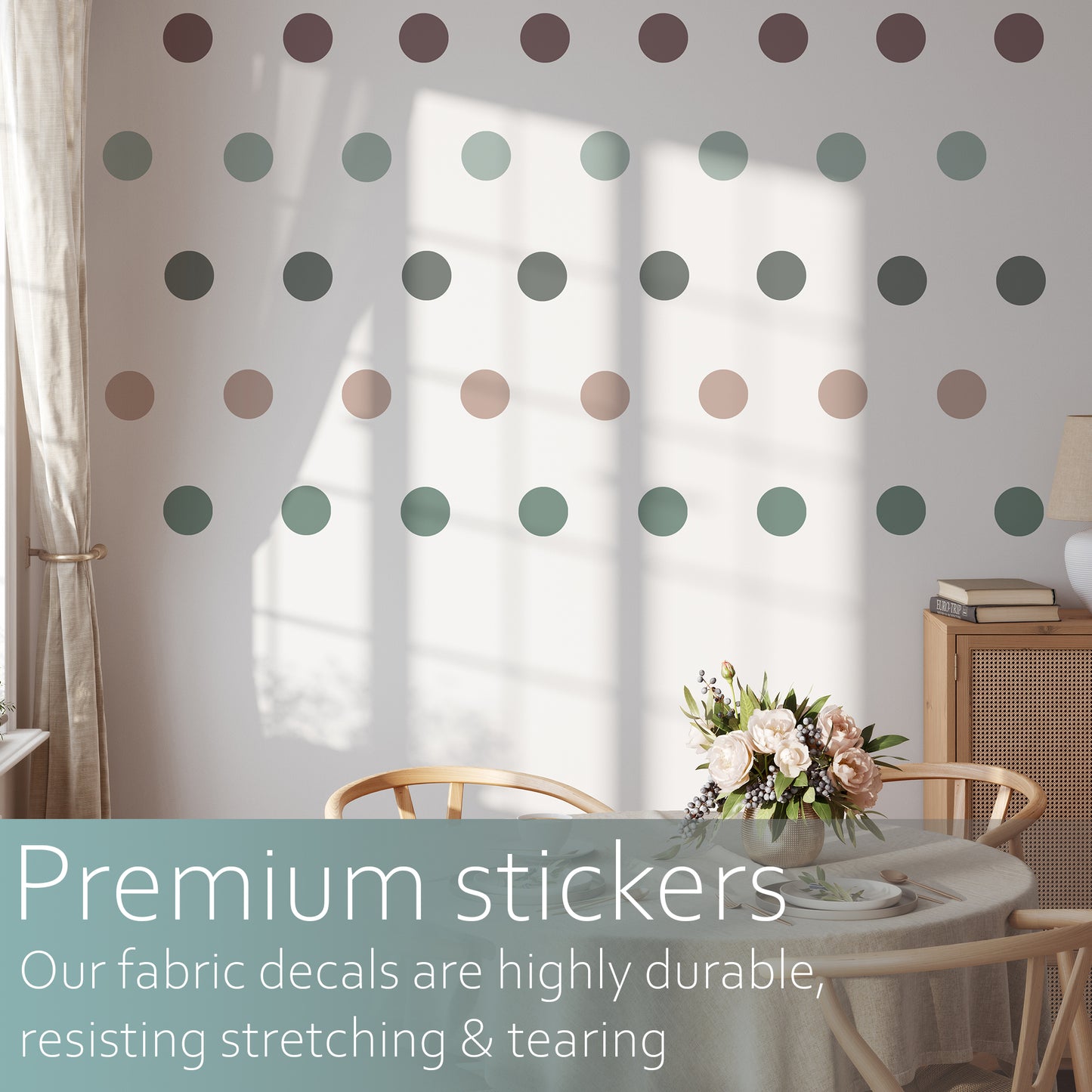 Neutral tone polka dots | Fabric wall stickers