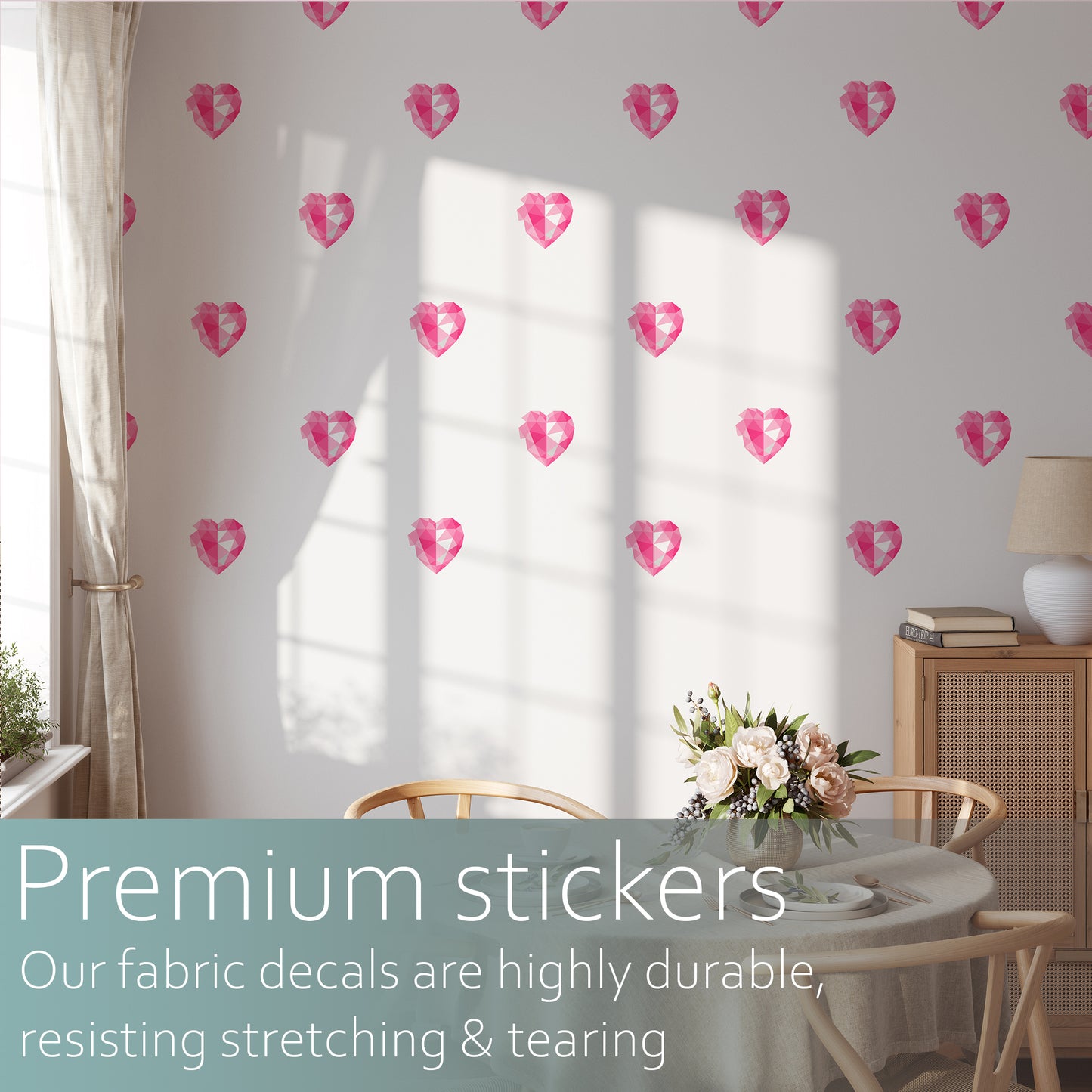 Geometric Heart pattern | Fabric wall stickers