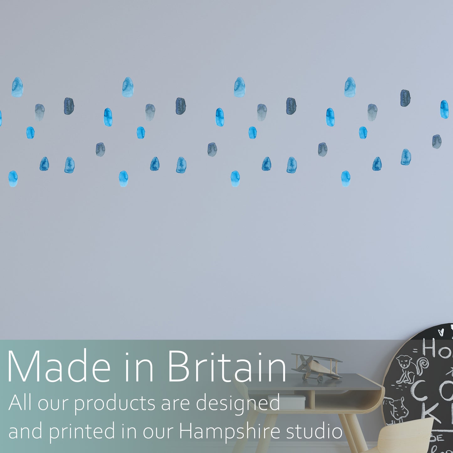 Blue Irregular polka dots | Fabric wall stickers