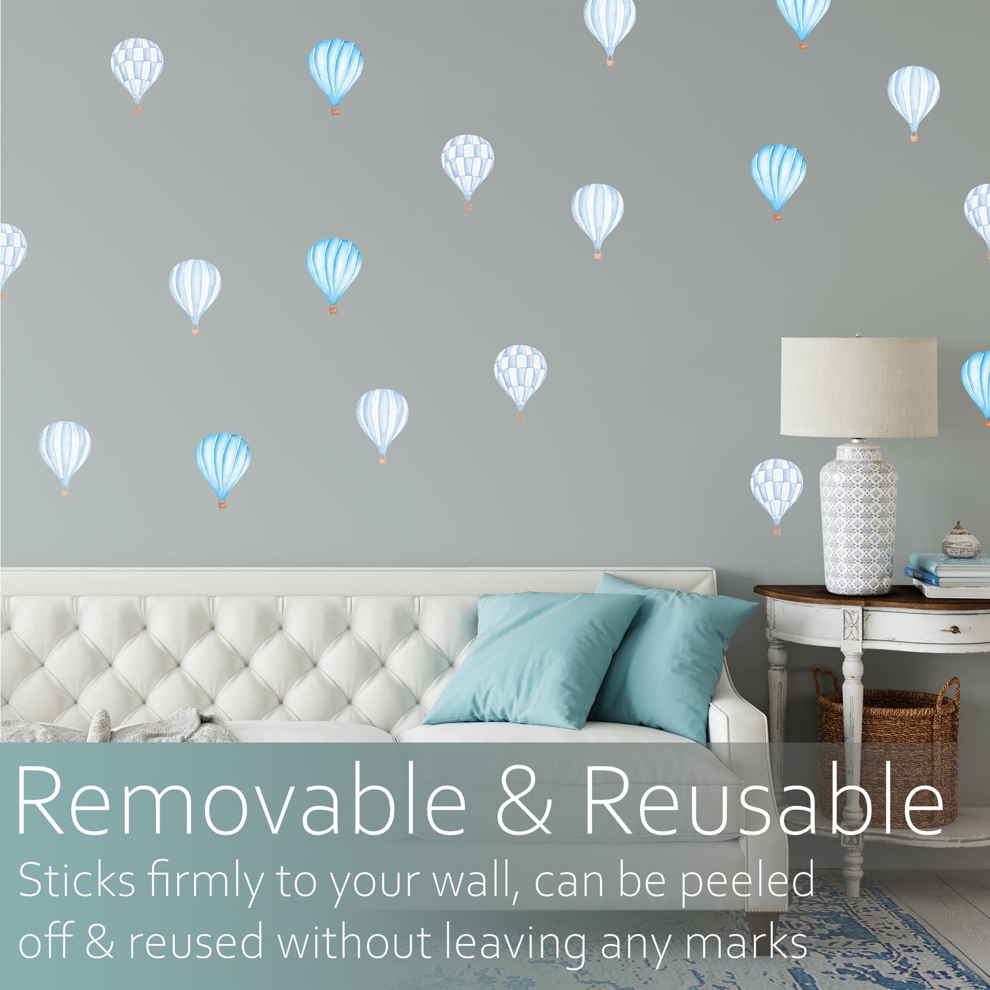 Watercolour hot air balloons | Fabric wall stickers