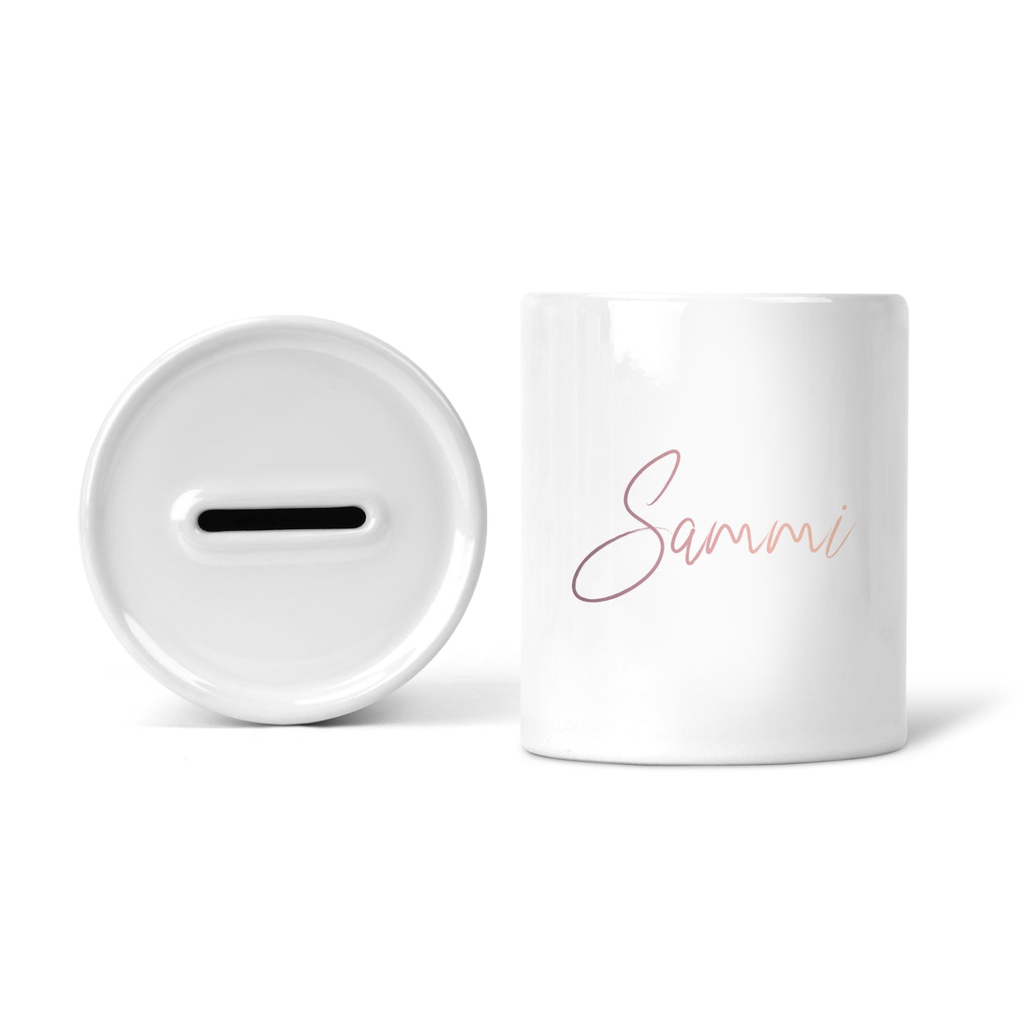 Rose ombre personalised name | Ceramic money box