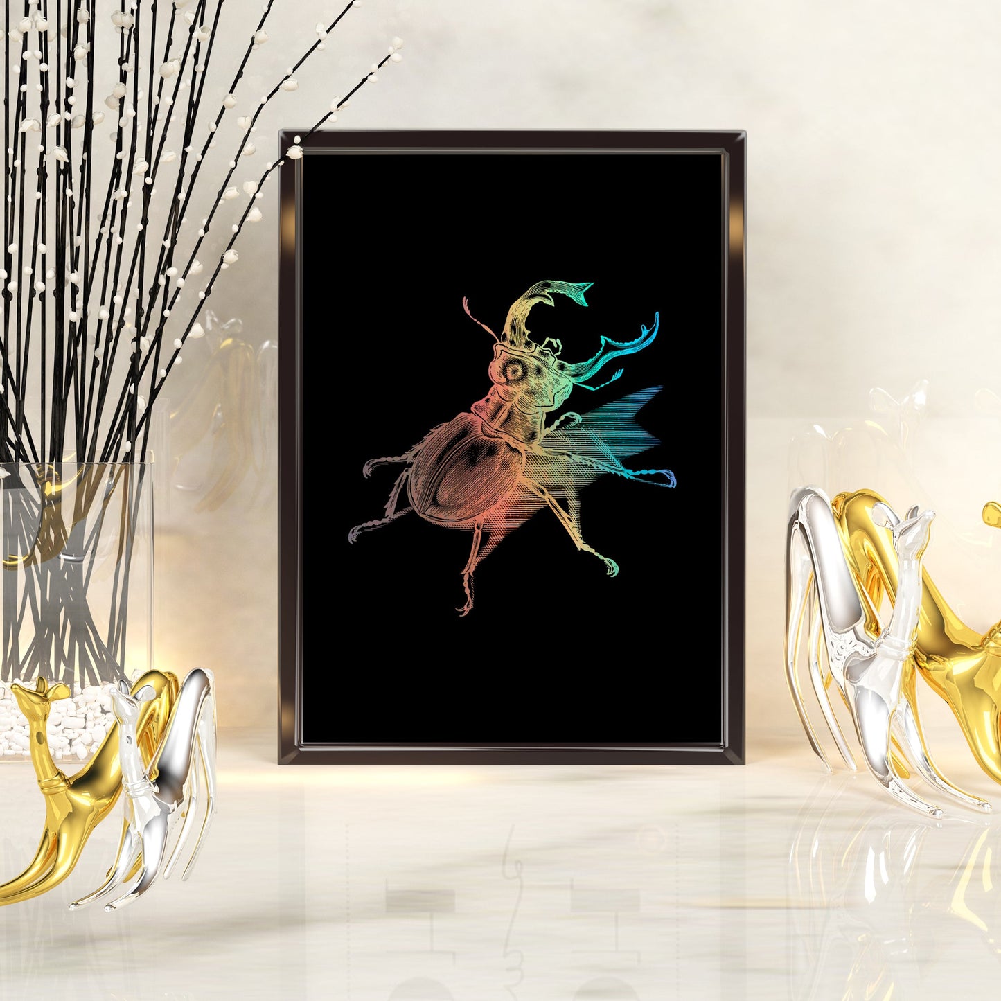 Beetle | A4 Foil Art Print-Foil Print-Adnil Creations