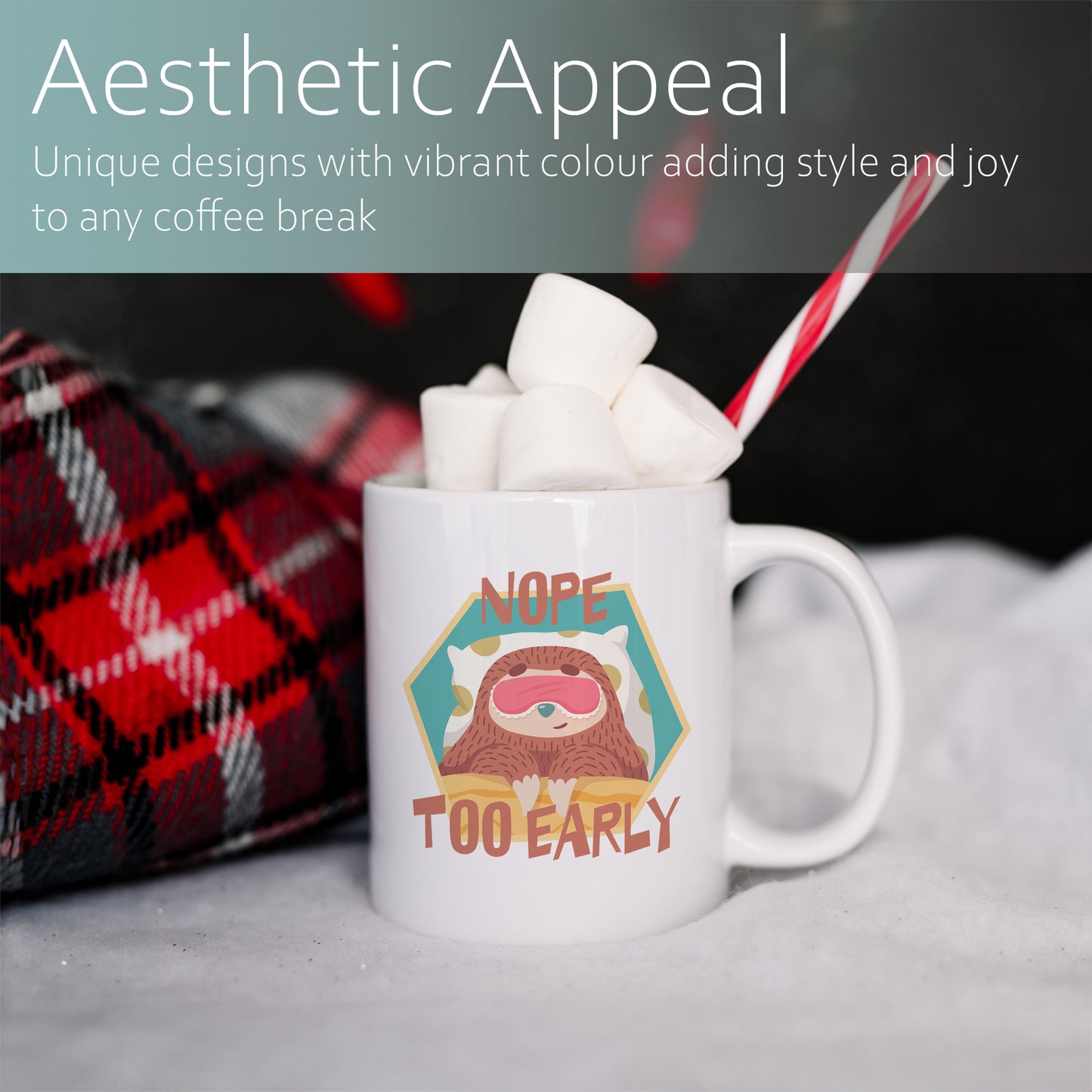 "Nope - too early" with sleepy sloth | Ceramic mug