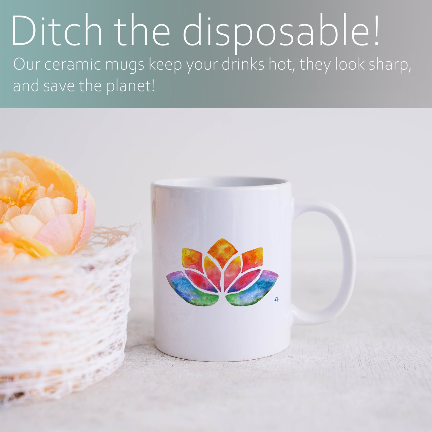 Watercolour lotus | Ceramic mug