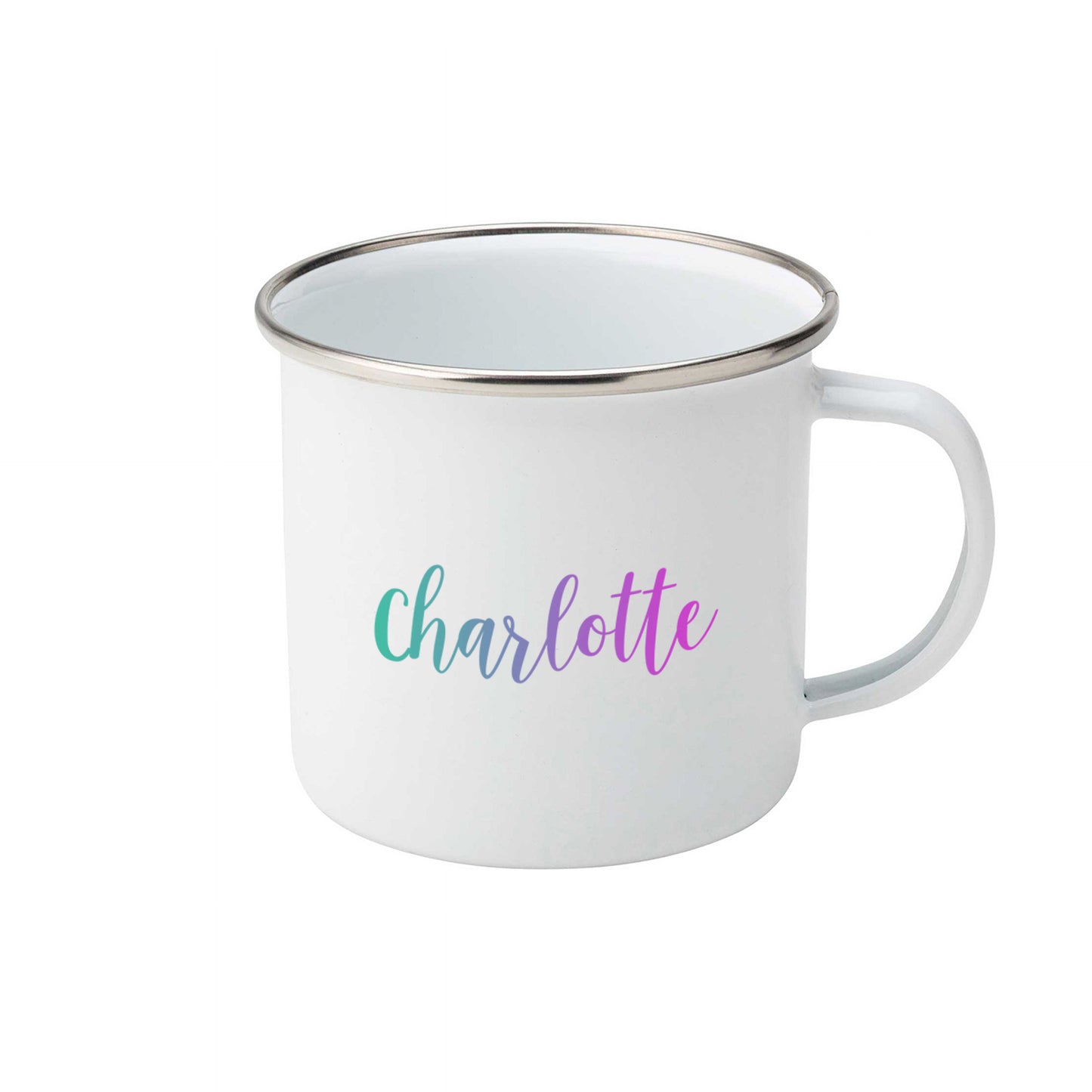 Pastel rainbow personalised name | Enamel mug
