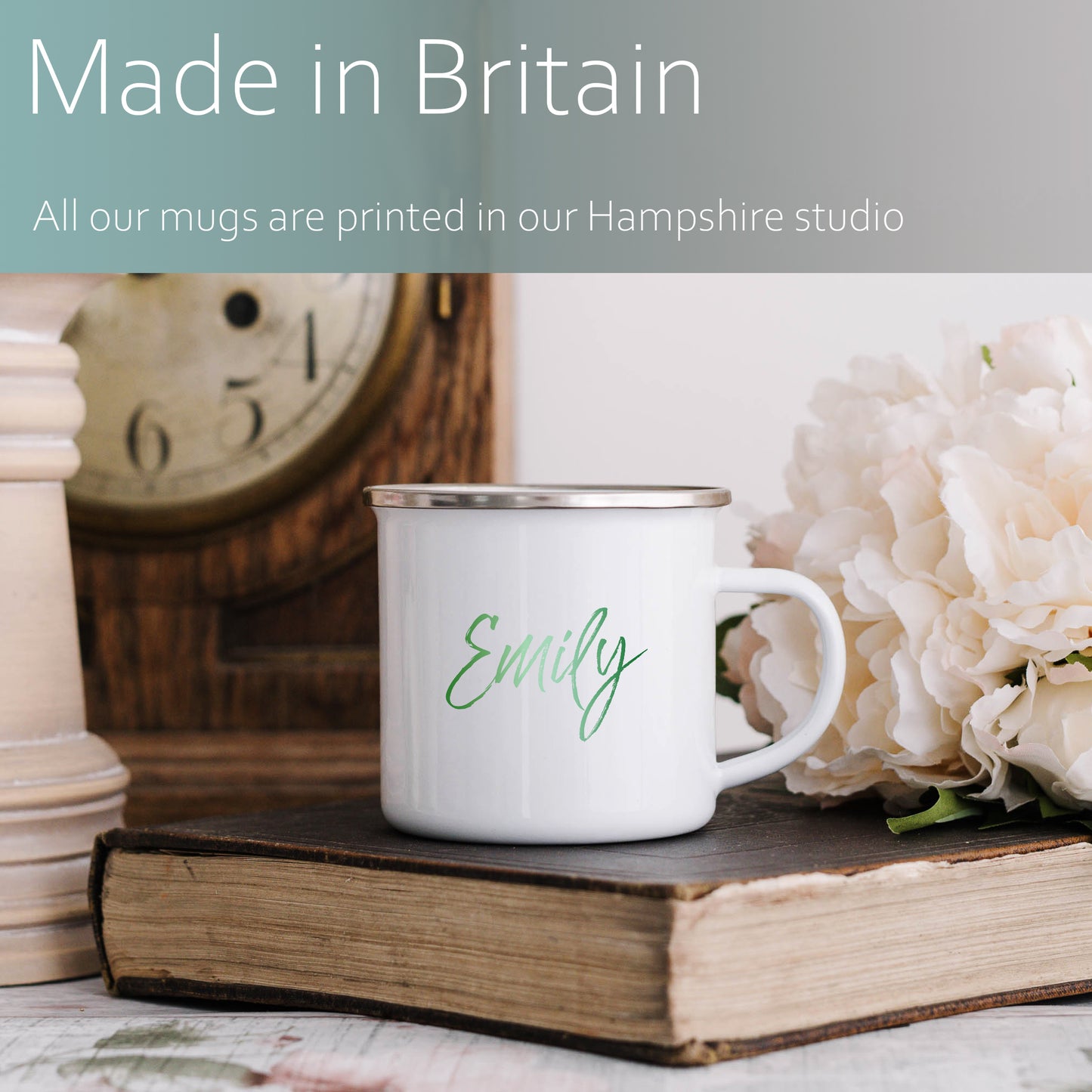 Green ombre personalised name | Enamel mug-Enamel mug-Adnil Creations