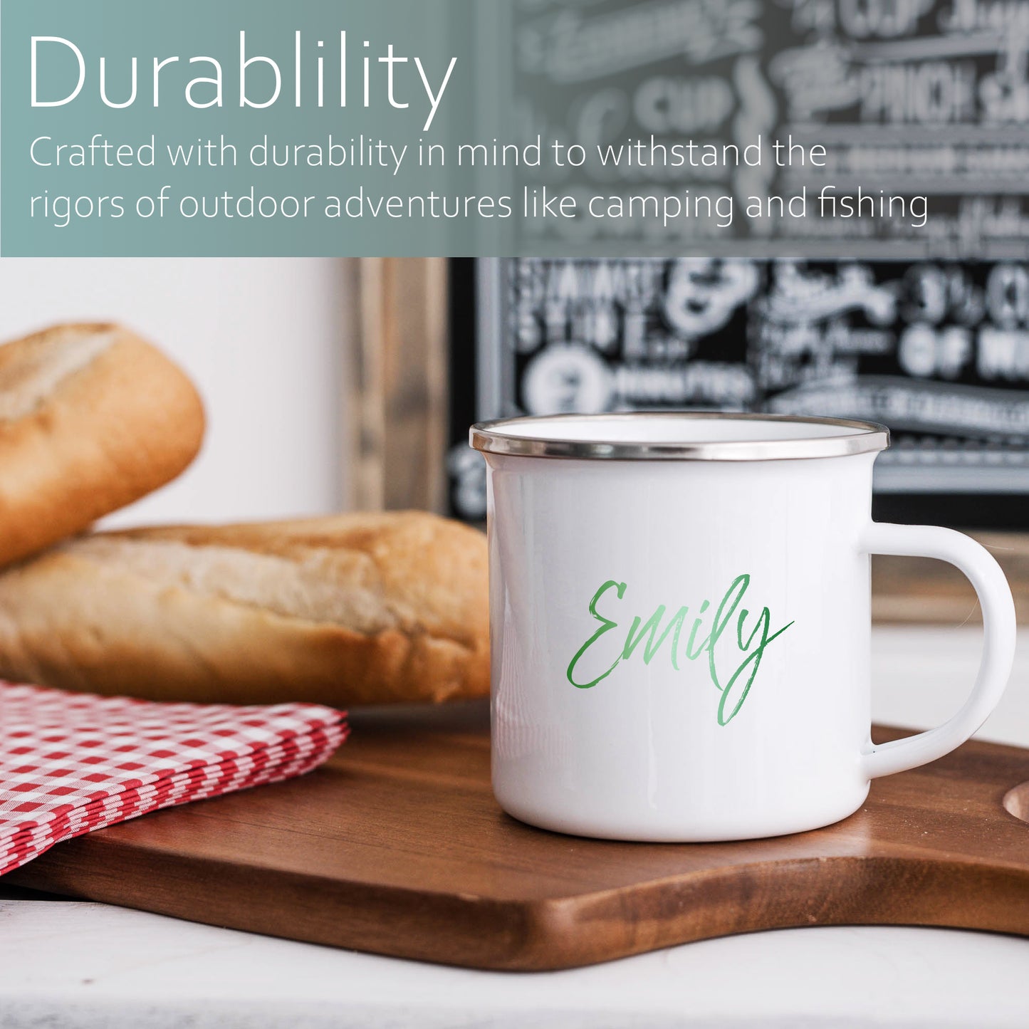Green ombre personalised name | Enamel mug-Enamel mug-Adnil Creations