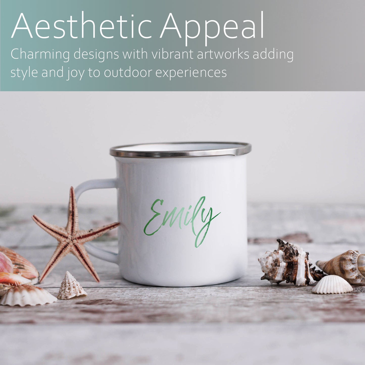 Green ombre personalised name | Enamel mug-Enamel mug-Adnil Creations