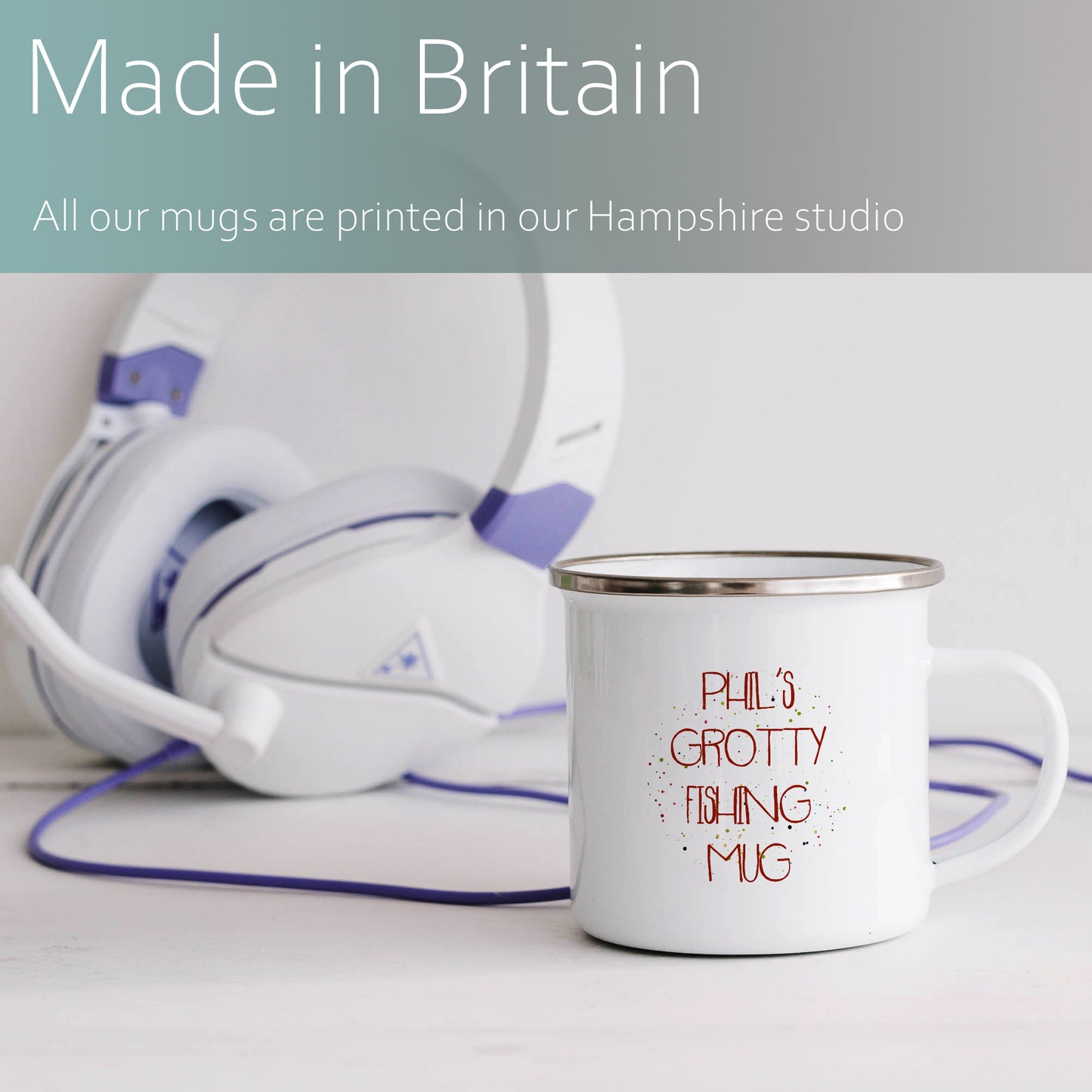 Personalised name grotty fishing mug | Enamel mug-Enamel mug-Adnil Creations