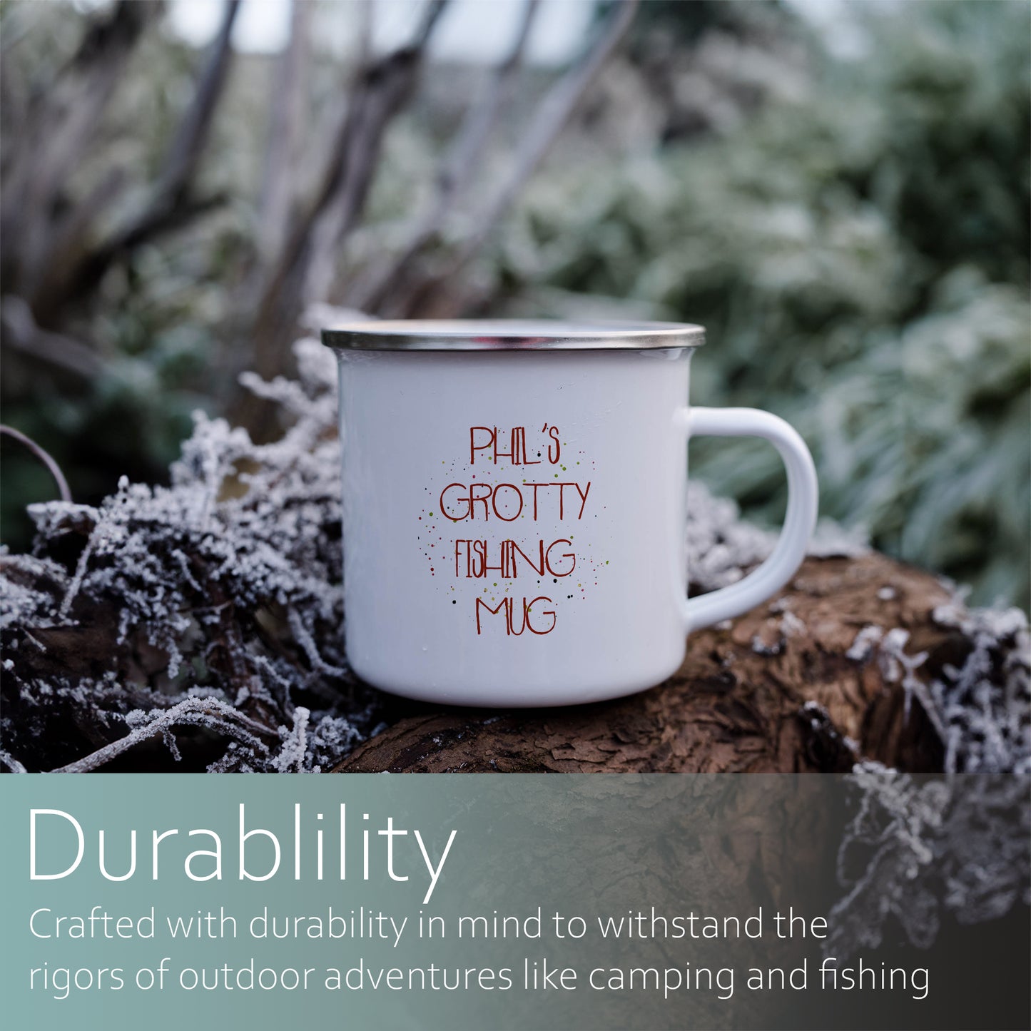 Personalised name grotty fishing mug | Enamel mug-Enamel mug-Adnil Creations