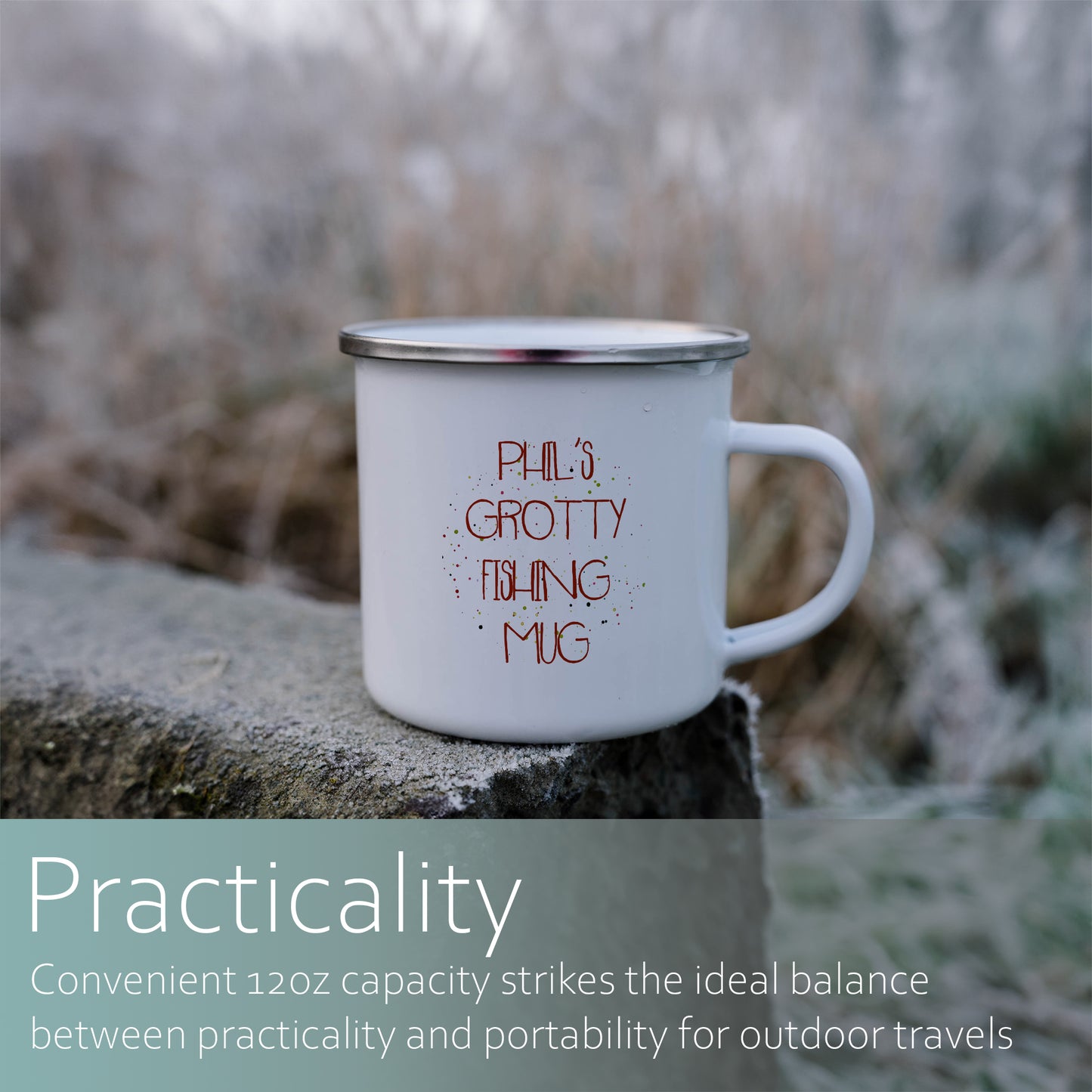 Personalised name grotty fishing mug | Enamel mug-Enamel mug-Adnil Creations