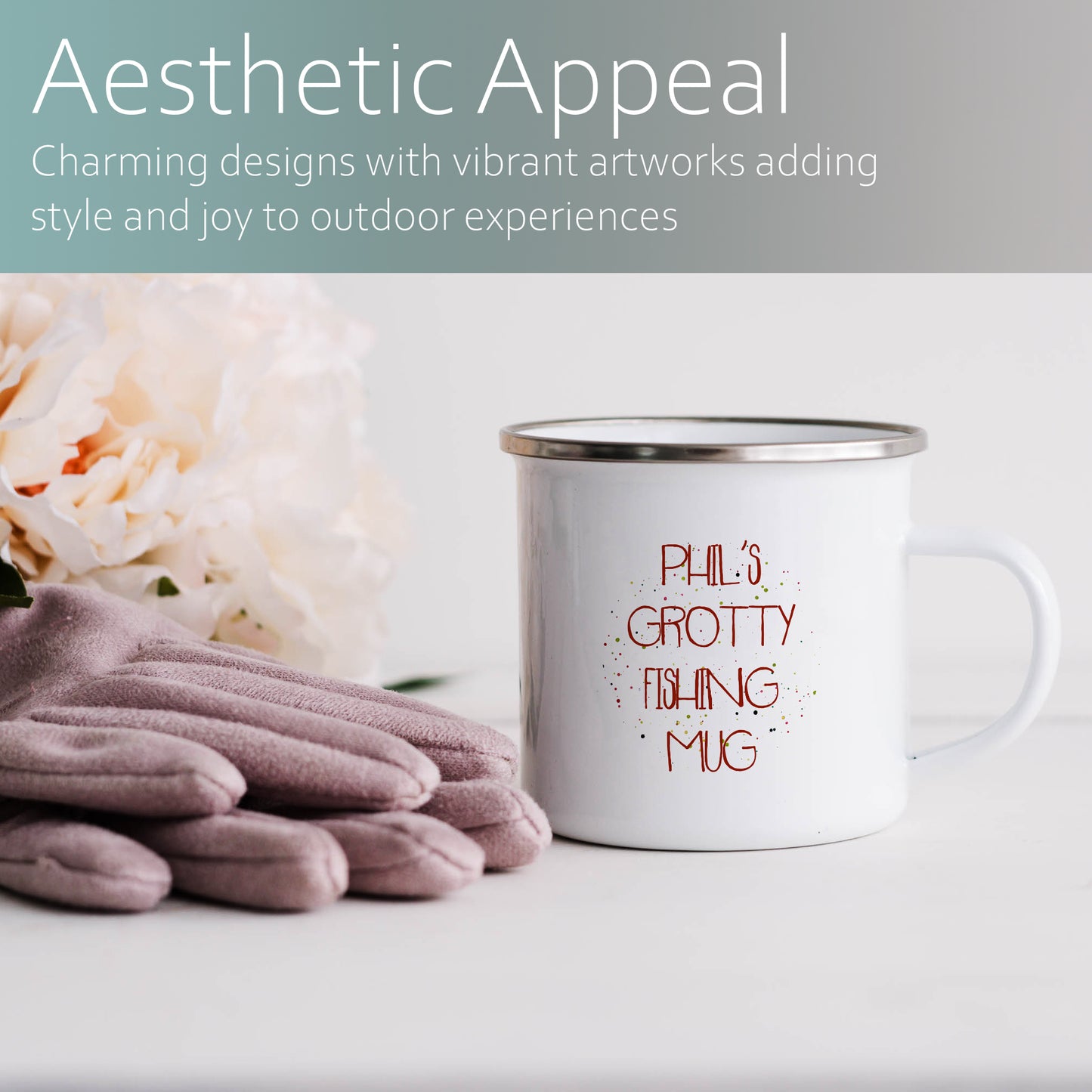 Personalised name grotty fishing mug | Enamel mug-Enamel mug-Adnil Creations