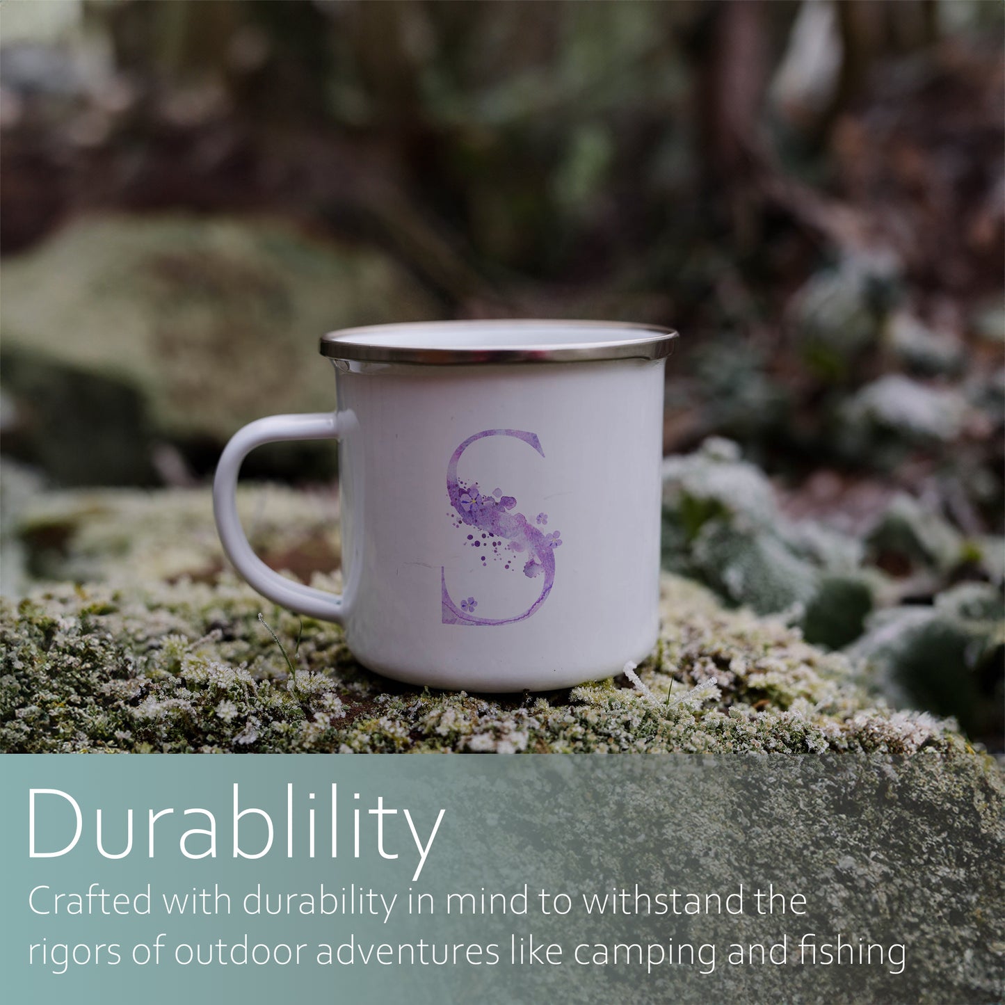 Floral personalised monogram | Enamel mug